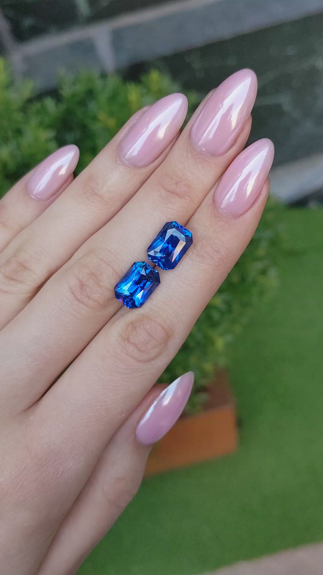 12.39 Ct.Tw.Total Carat Weight Blue Sapphire Pair from Ceylon (Sri Lanka) Size Video