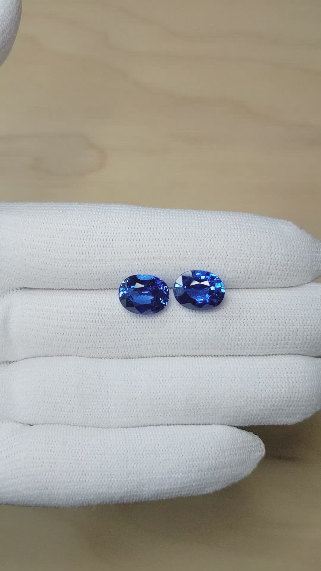 13.16 Ct.Tw.Total Carat Weight Blue Sapphire Pair from Ceylon (Sri Lanka) Size Video