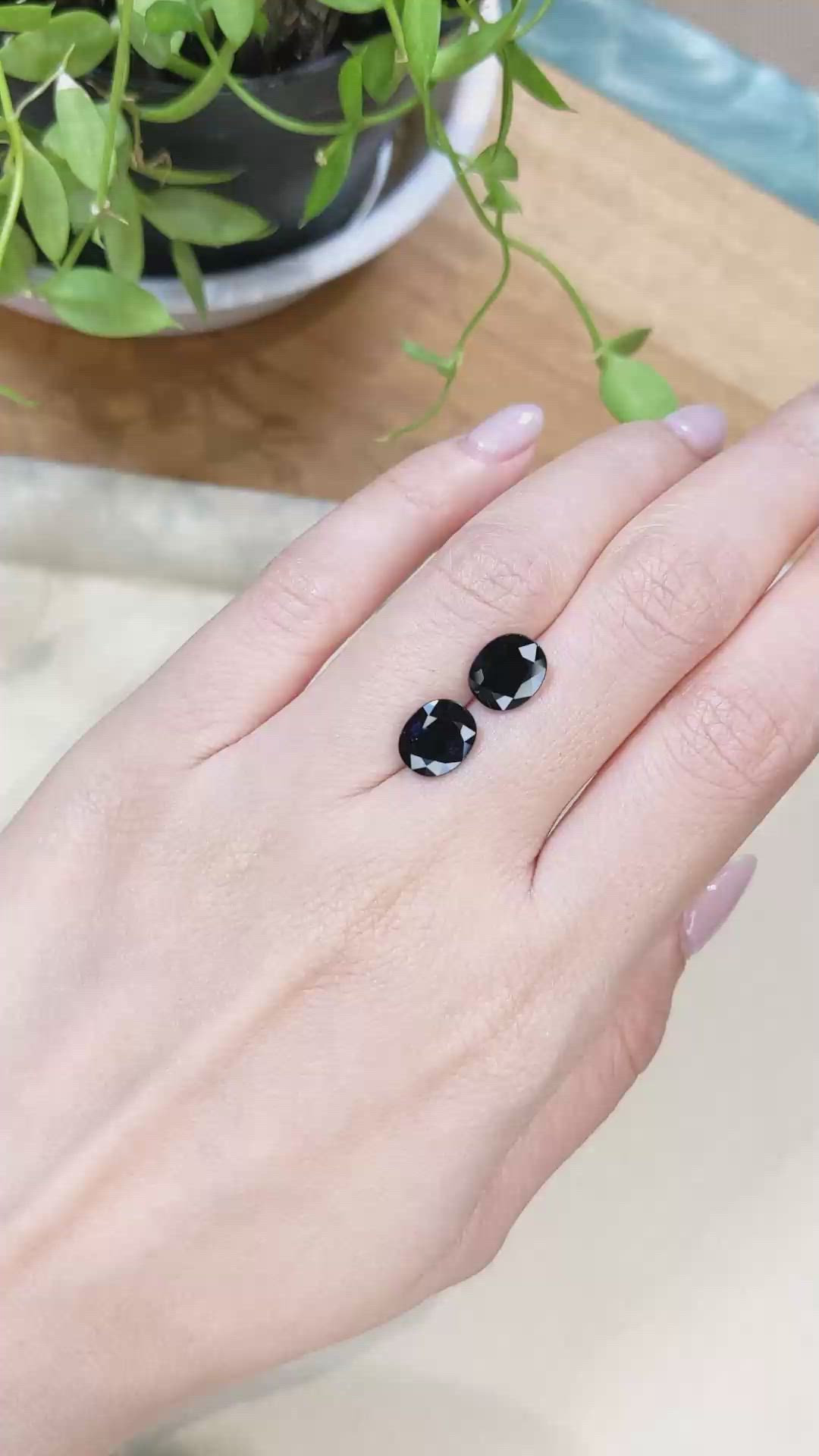 6.32 Ct.Tw.Total Carat Weight Blue Sapphire Pair from Australia Size Video