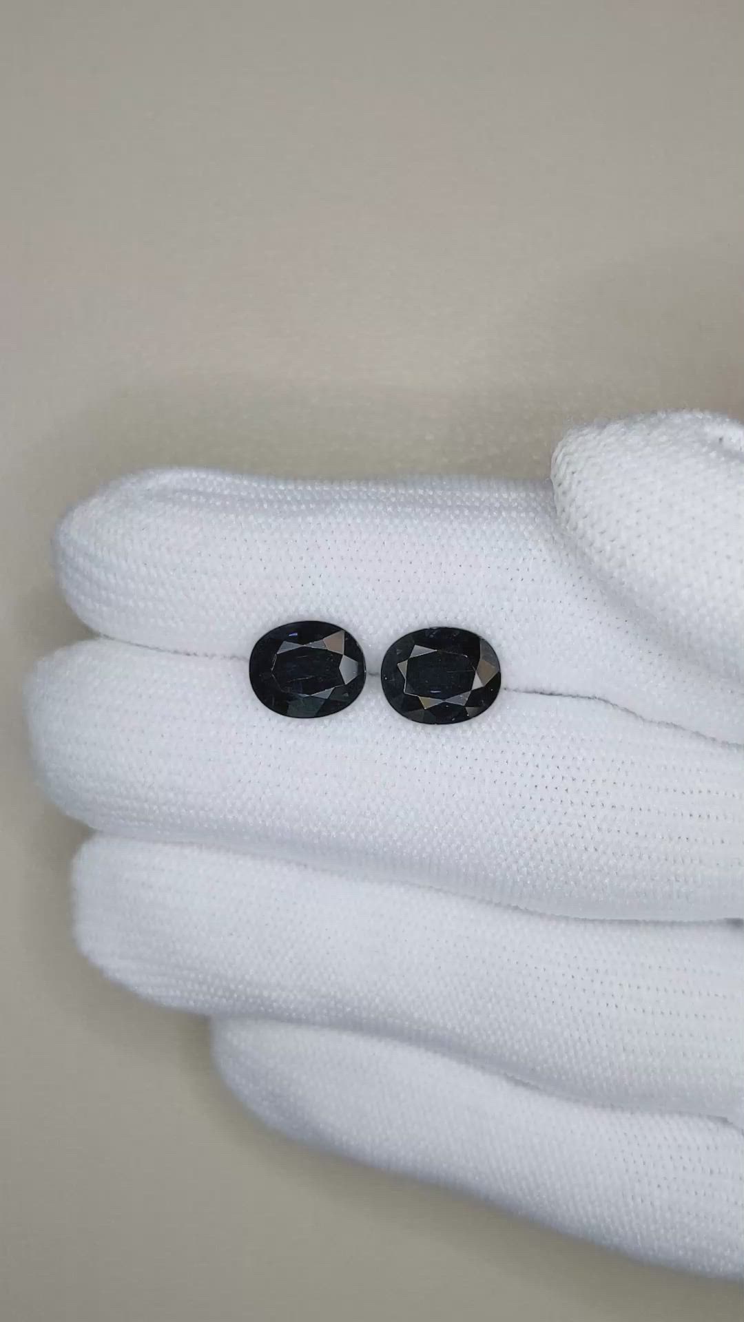 6.32 Ct.Tw.Total Carat Weight Blue Sapphire Pair from Australia Size Video