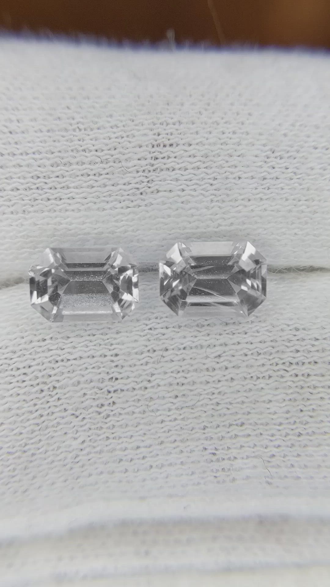 2.43 Ct.Tw.Total Carat Weight White Sapphire Pair from Ceylon (Sri Lanka) Size Video