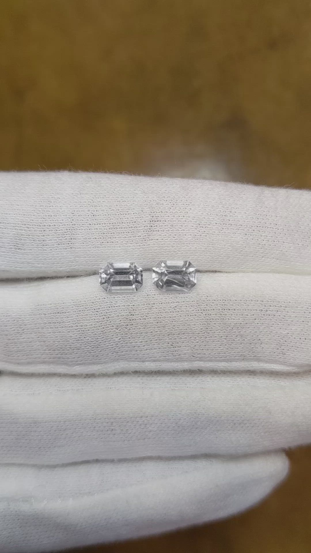 2.43 Ct.Tw.Total Carat Weight White Sapphire Pair from Ceylon (Sri Lanka) Size Video