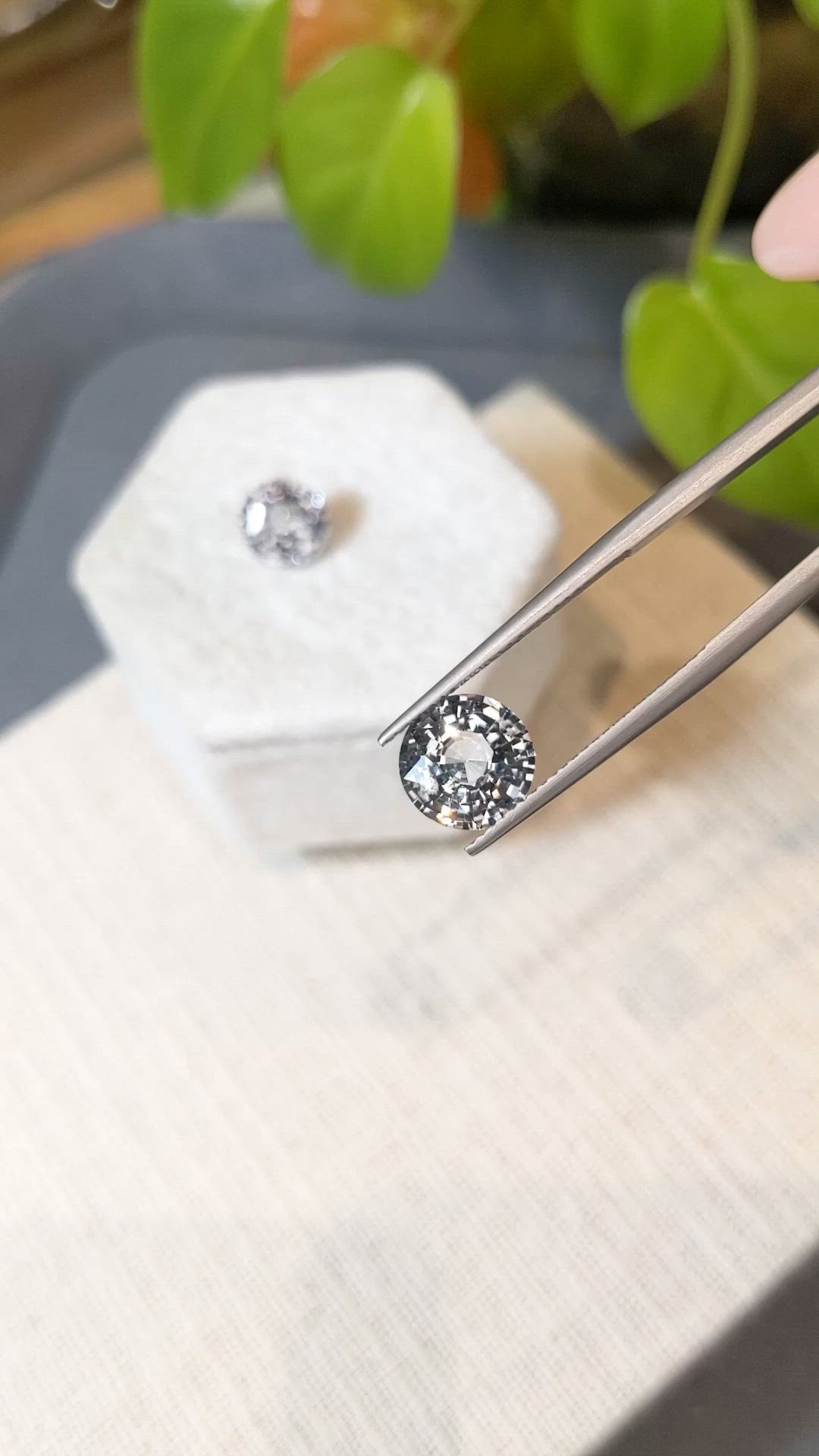 6.68&nbsp;Ct.Tw.Total Carat Weight White Sapphire Pair from Ceylon (Sri Lanka) Size Video