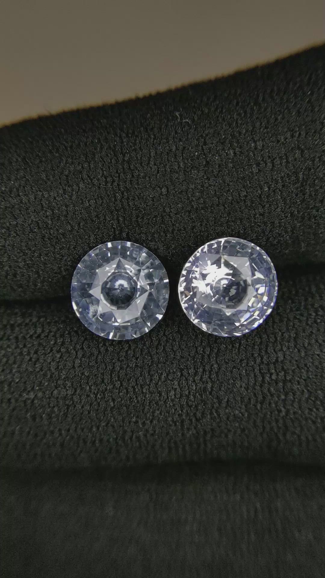 6.68&nbsp;Ct.Tw.Total Carat Weight White Sapphire Pair from Ceylon (Sri Lanka) Size Video