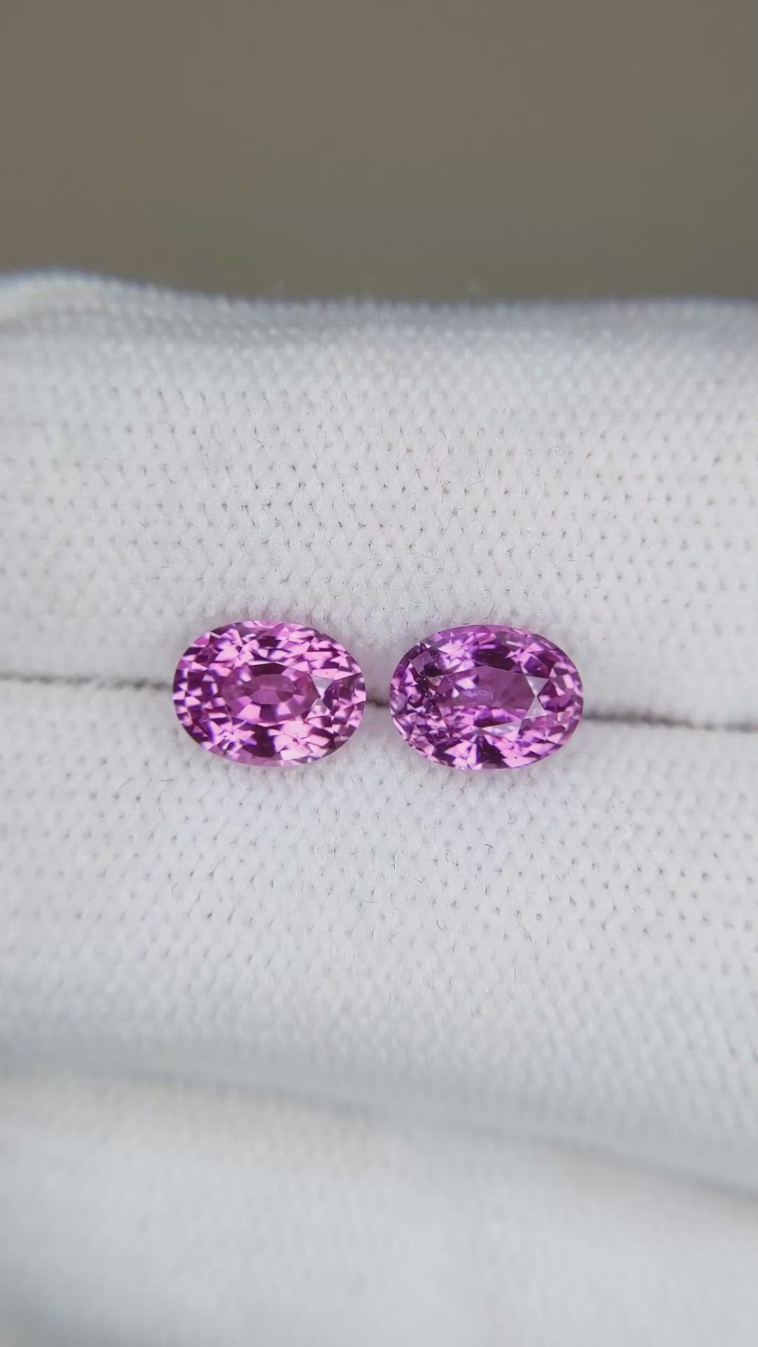 3.01 Ct.Tw.Total Carat Weight Purplish Pink Sapphire Pair from Ceylon (Sri Lanka) Size Video