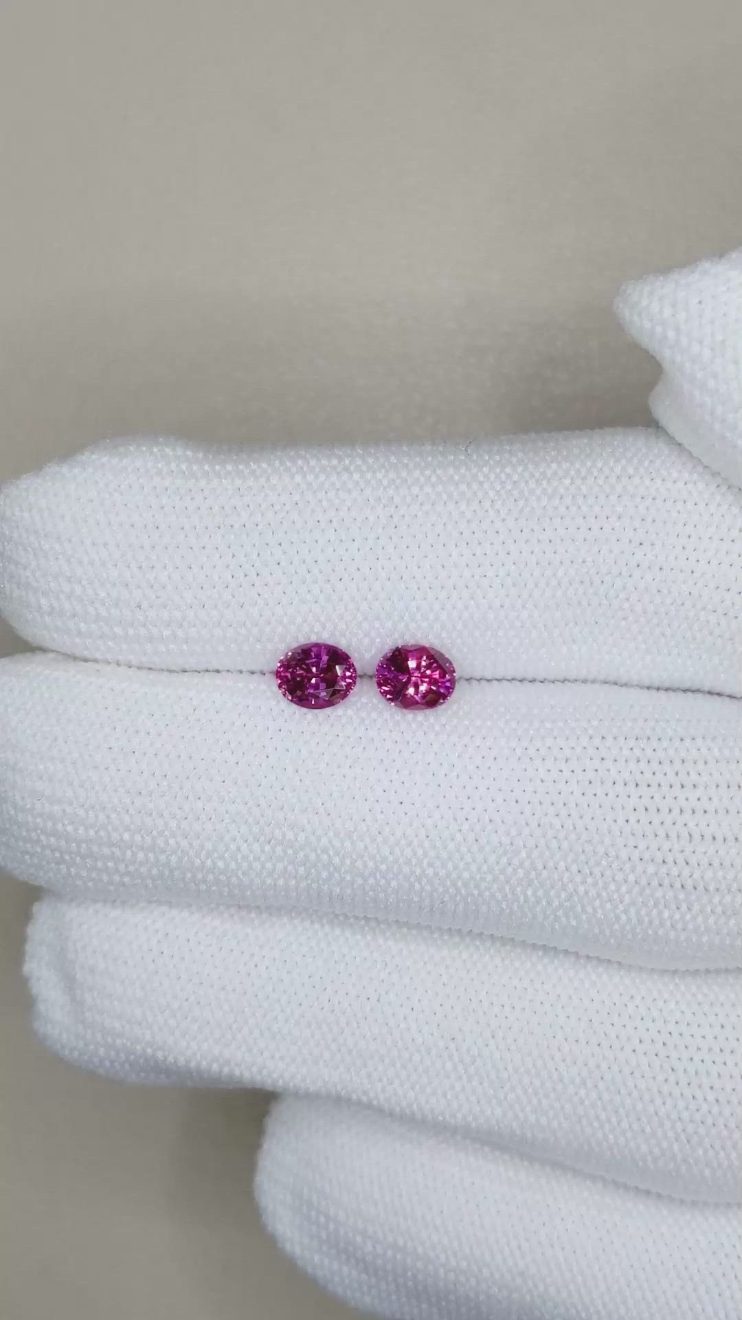 1.16 Ct.Tw.Total Carat Weight Pinkish Purple Sapphire Pair from Ceylon (Sri Lanka) Size Video