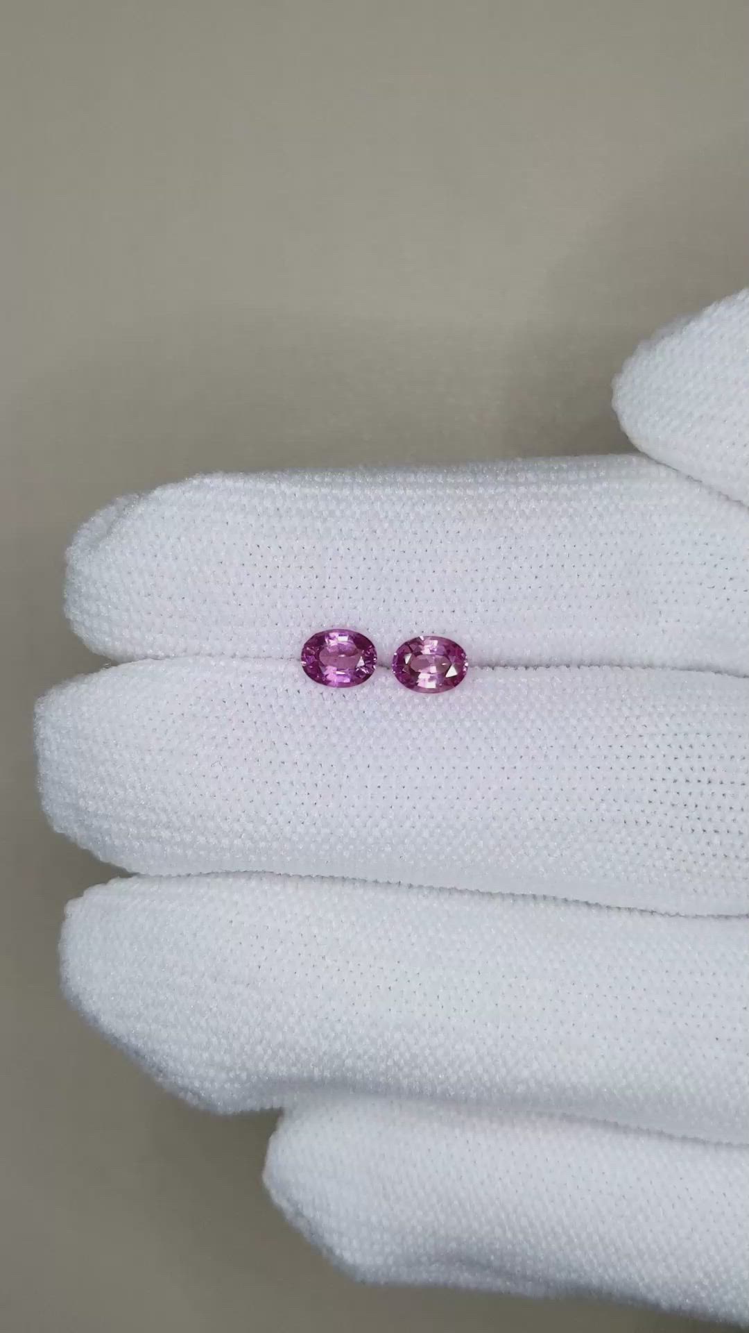 0.86&nbsp;Ct.Tw.Total Carat Weight Purple Sapphire Pair from Ceylon (Sri Lanka) Size Video