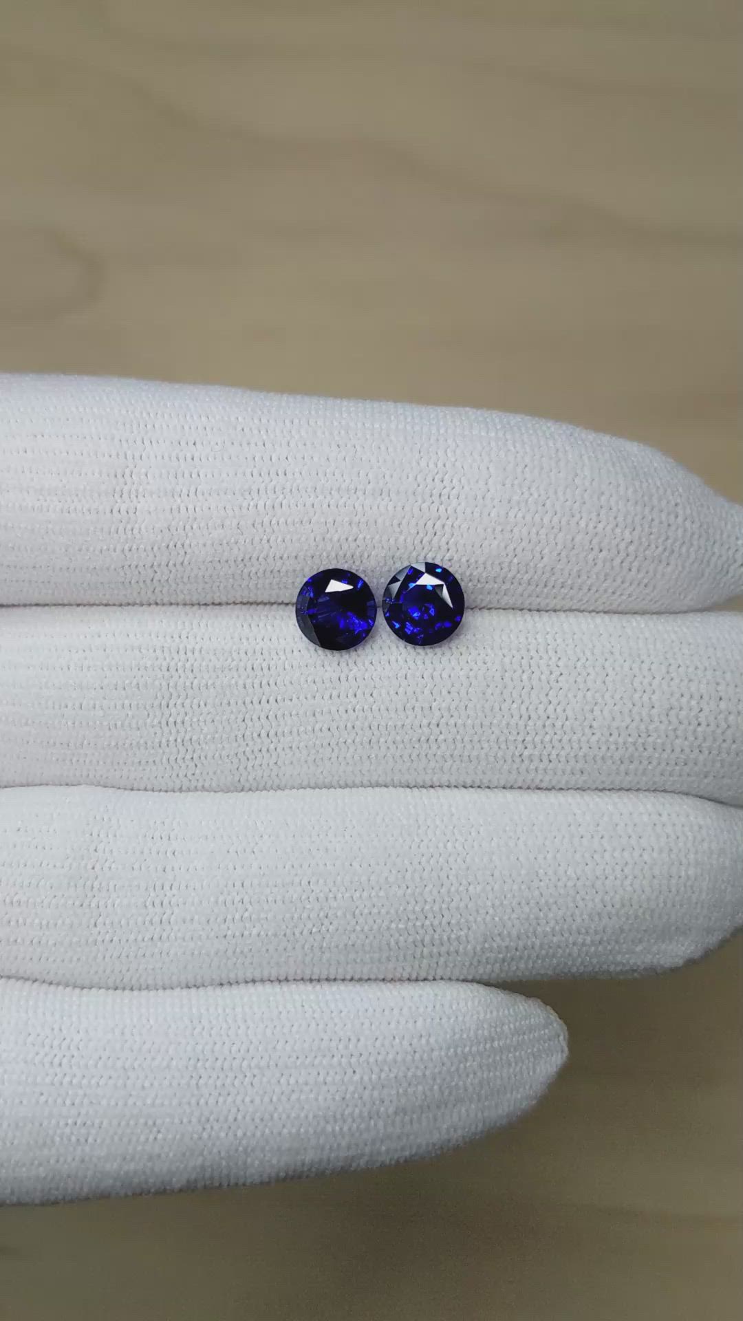 3.37 Ct.Tw.Total Carat Weight Blue Sapphire Pair from Madagascar Size Video