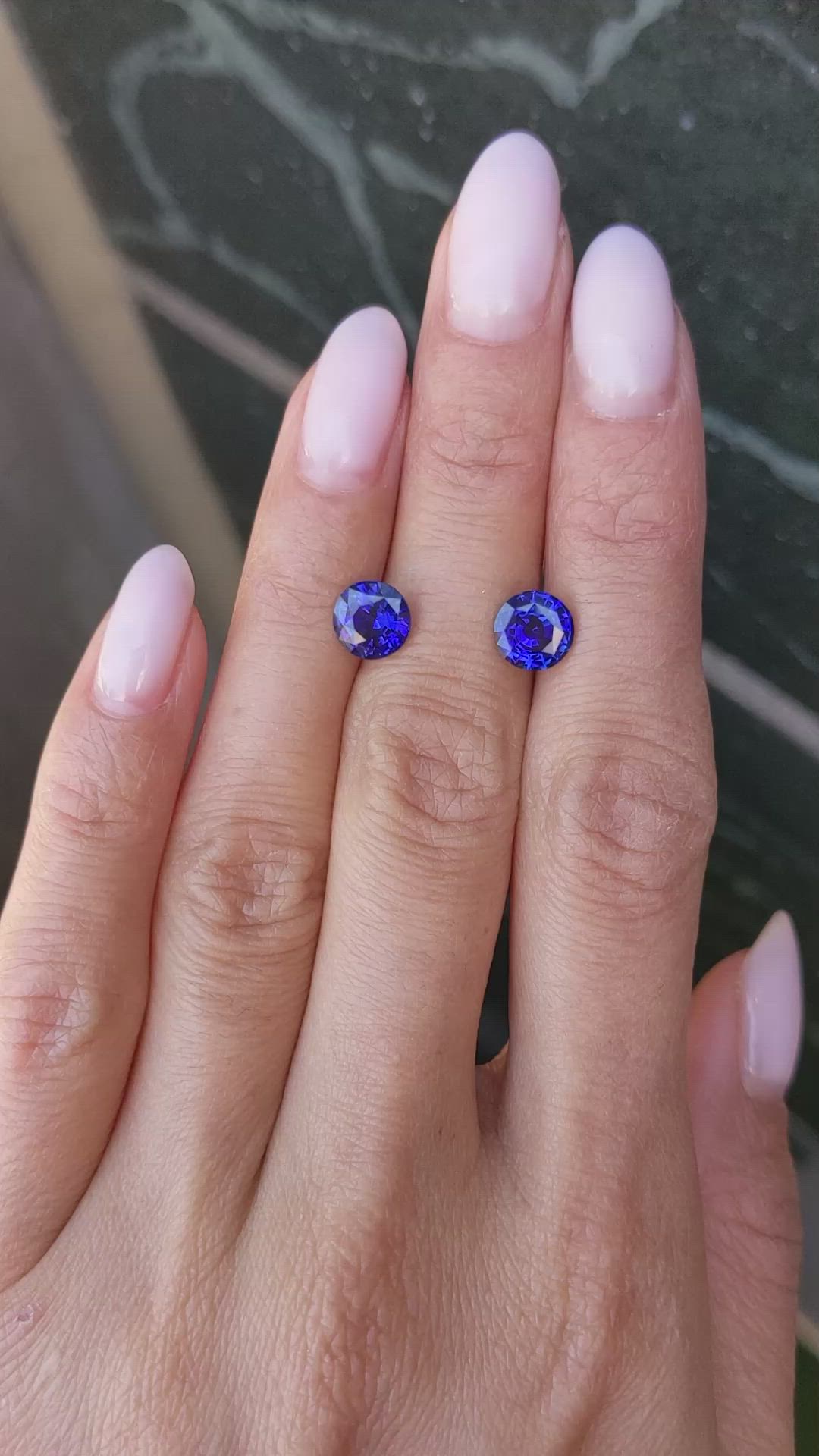 3.37 Ct.Tw.Total Carat Weight Blue Sapphire Pair from Madagascar Size Video