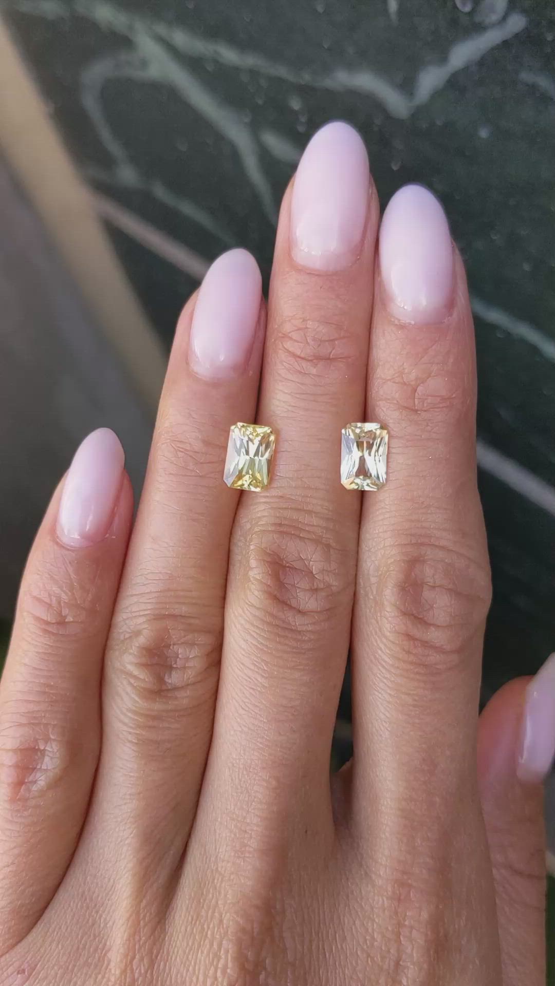 5.76 Ct.Tw.Total Carat Weight Yellow Sapphire Pair from Ceylon (Sri Lanka) Size Video