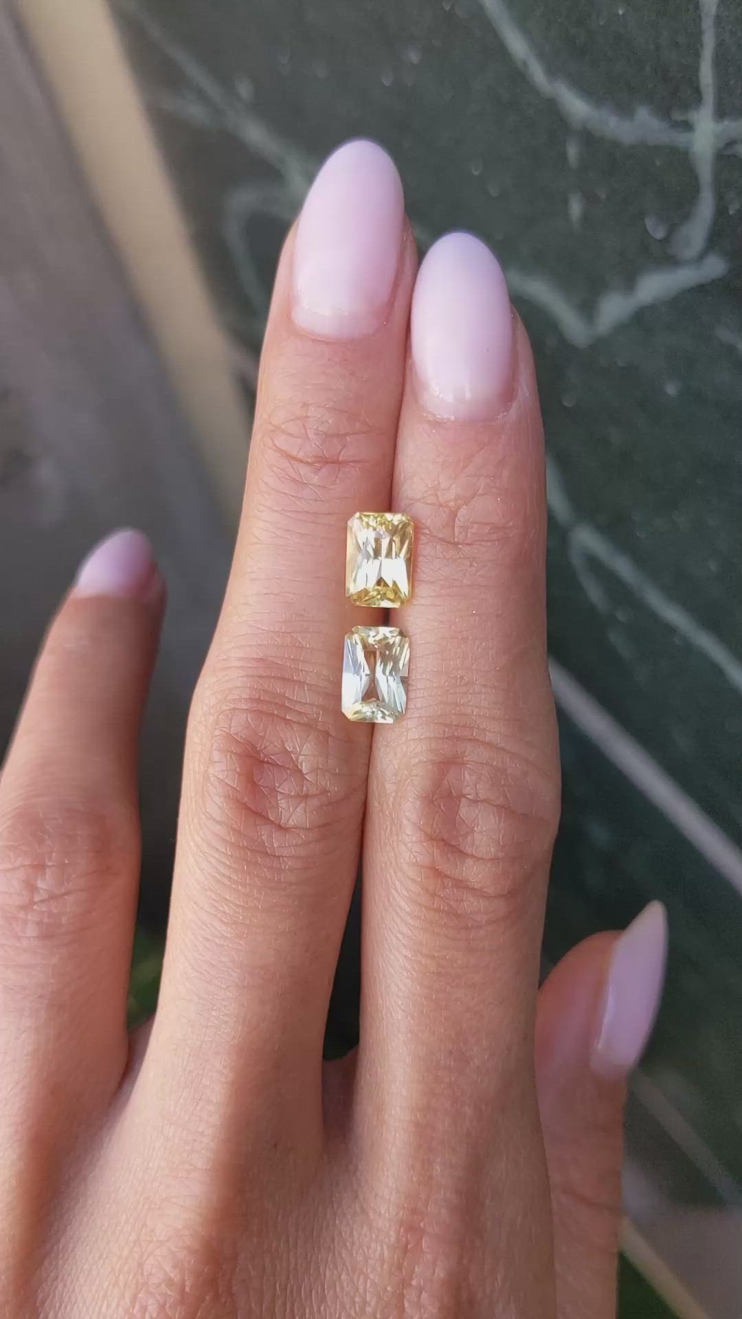 5.76 Ct.Tw.Total Carat Weight Yellow Sapphire Pair from Ceylon (Sri Lanka) Size Video