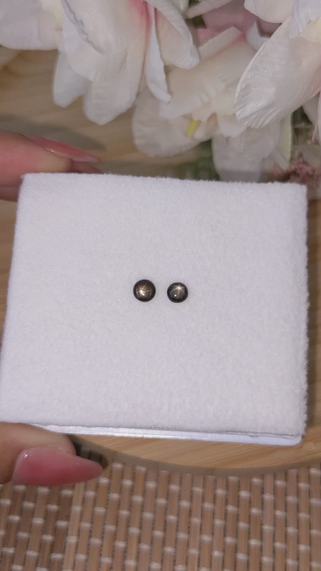 1.06 Ct.Tw.Total Carat Weight Black Cabochon Star Sapphire Pair from Ceylon (Sri Lanka) Size Video