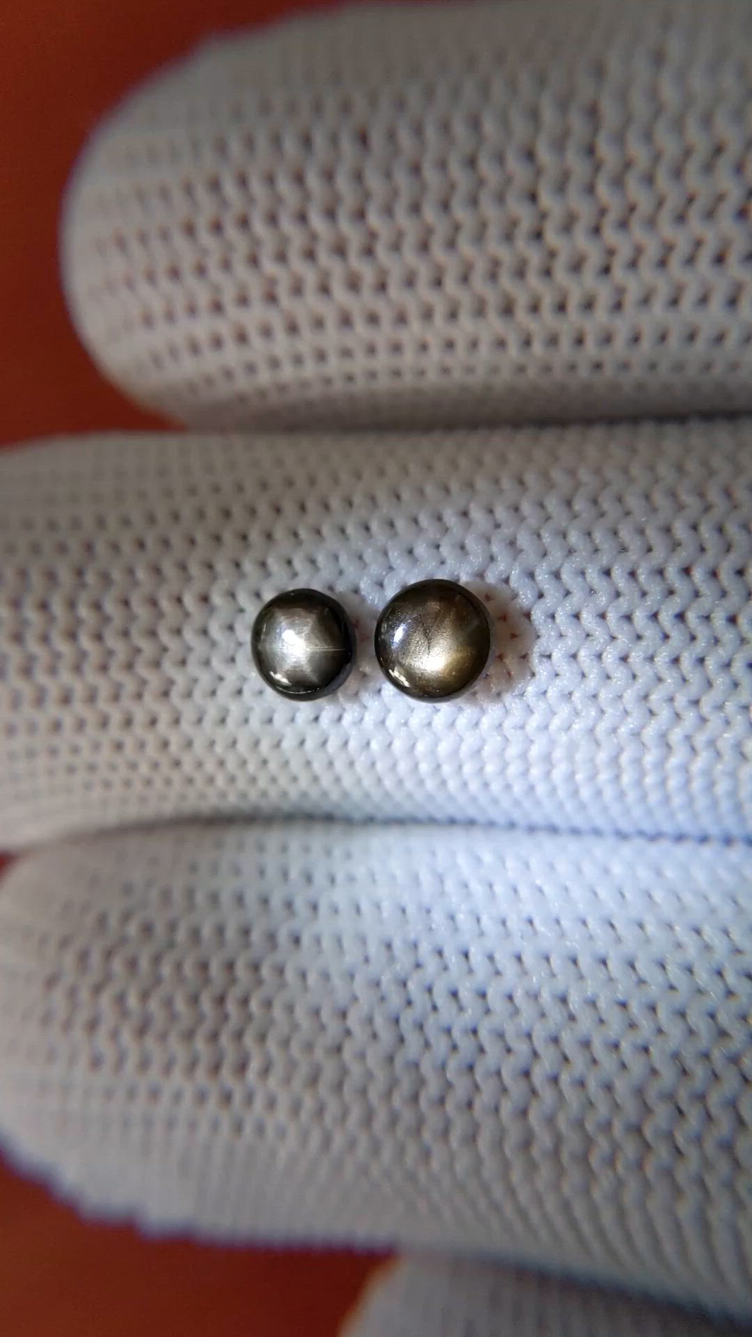 1.06 Ct.Tw.Total Carat Weight Black Cabochon Star Sapphire Pair from Ceylon (Sri Lanka) Size Video