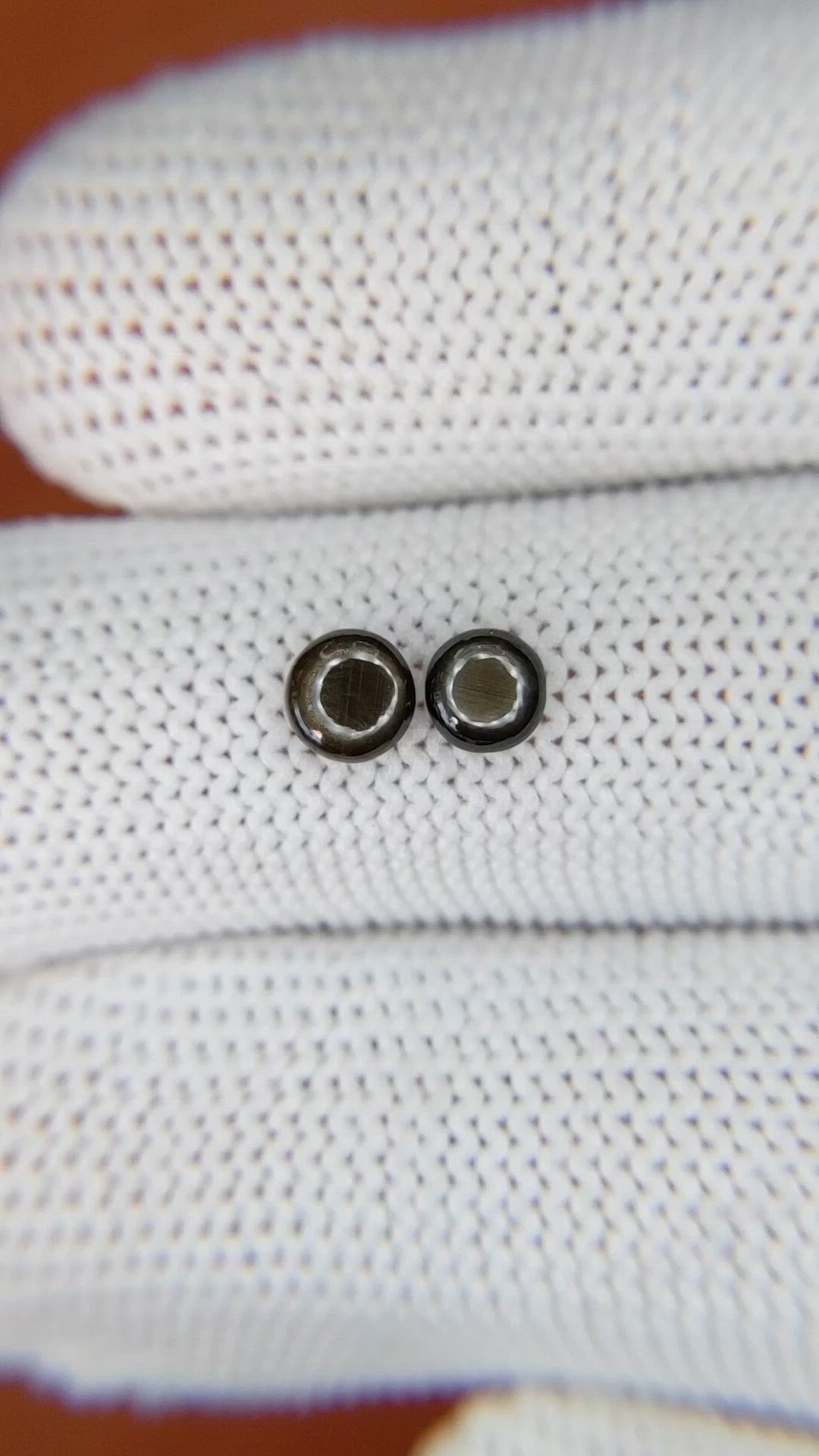 1.06 Ct.Tw.Total Carat Weight Black Cabochon Star Sapphire Pair from Ceylon (Sri Lanka) Size Video