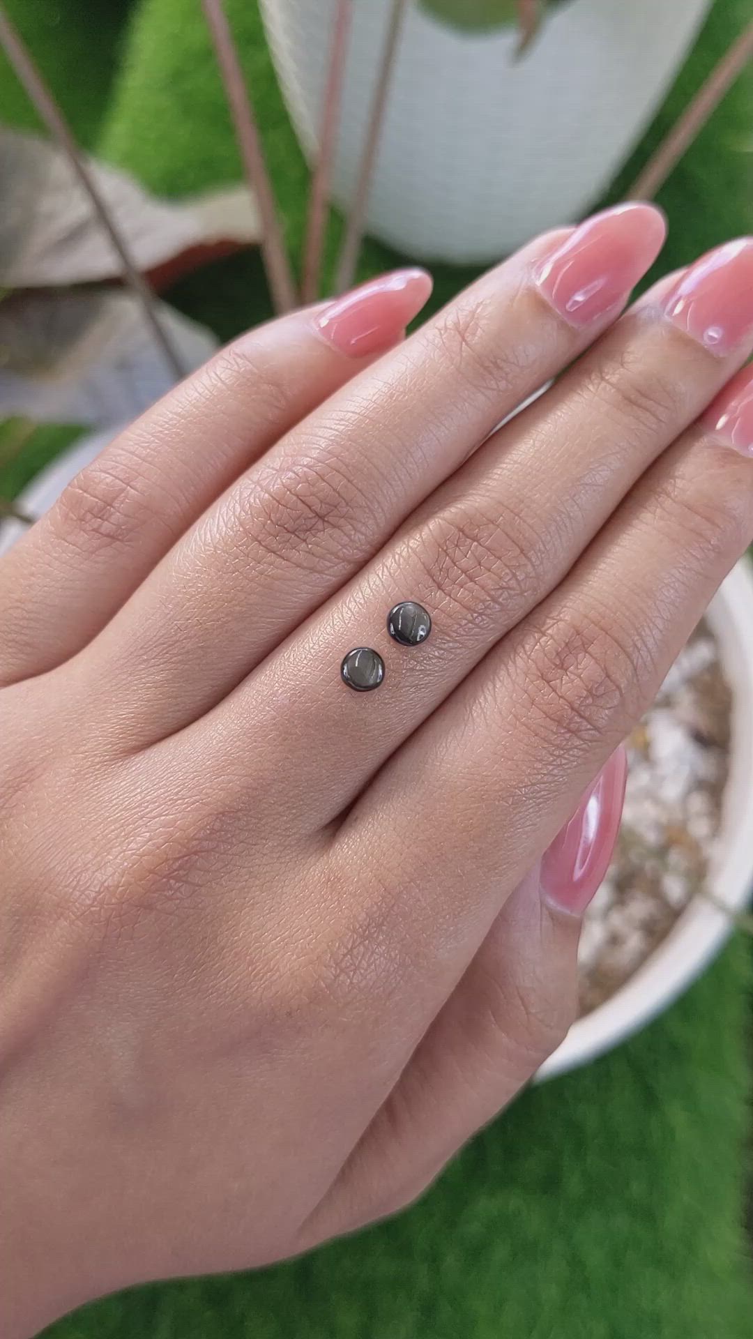 0.98 Ct.Tw.Total Carat Weight Black Star Sapphire Pair from Ceylon (Sri Lanka) Size Video