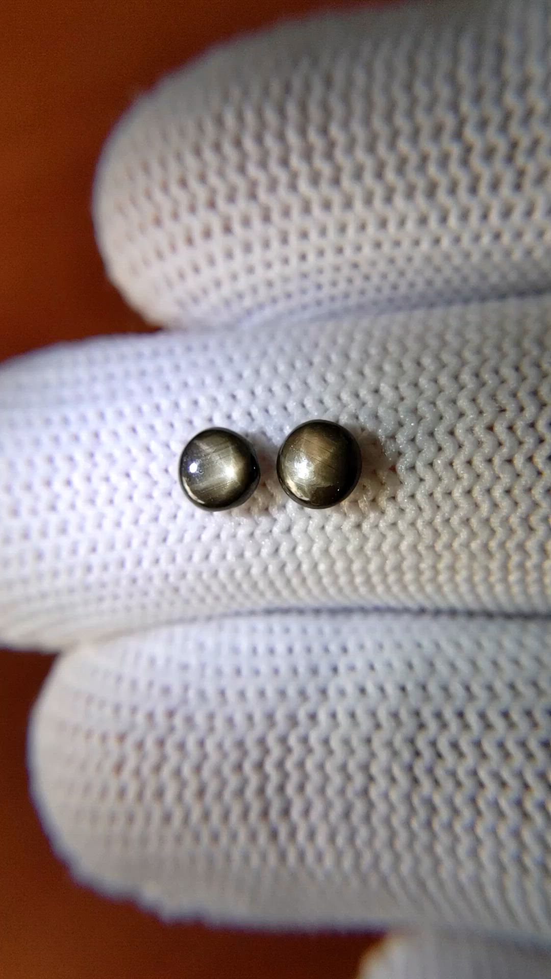 0.98 Ct.Tw.Total Carat Weight Black Star Sapphire Pair from Ceylon (Sri Lanka) Size Video