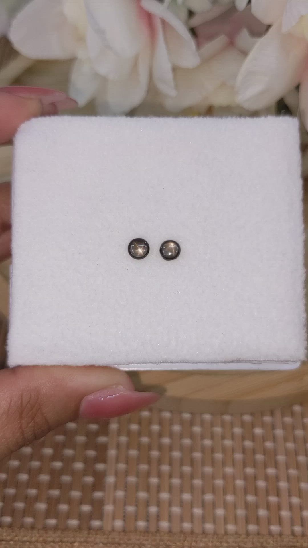 0.98 Ct.Tw.Total Carat Weight Black Star Sapphire Pair from Ceylon (Sri Lanka) Size Video