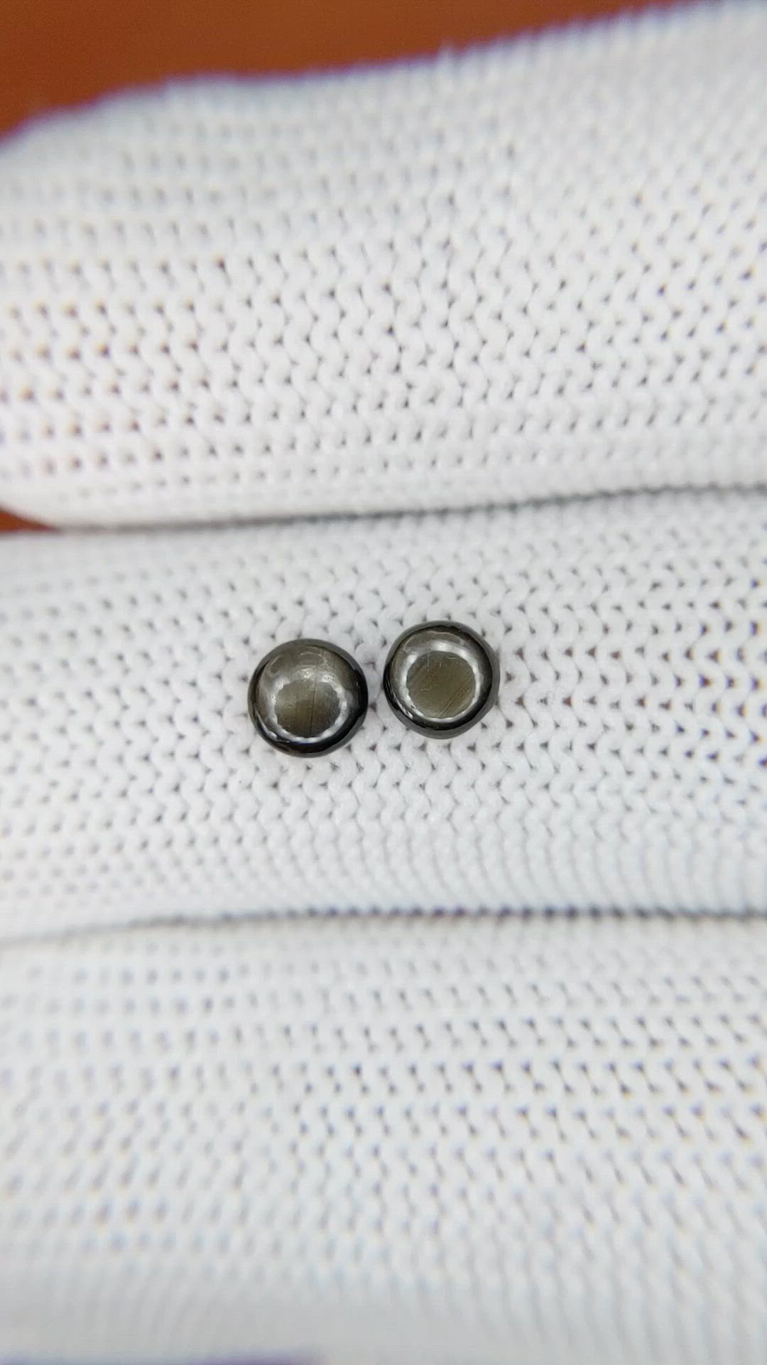 0.98 Ct.Tw.Total Carat Weight Black Star Sapphire Pair from Ceylon (Sri Lanka) Size Video