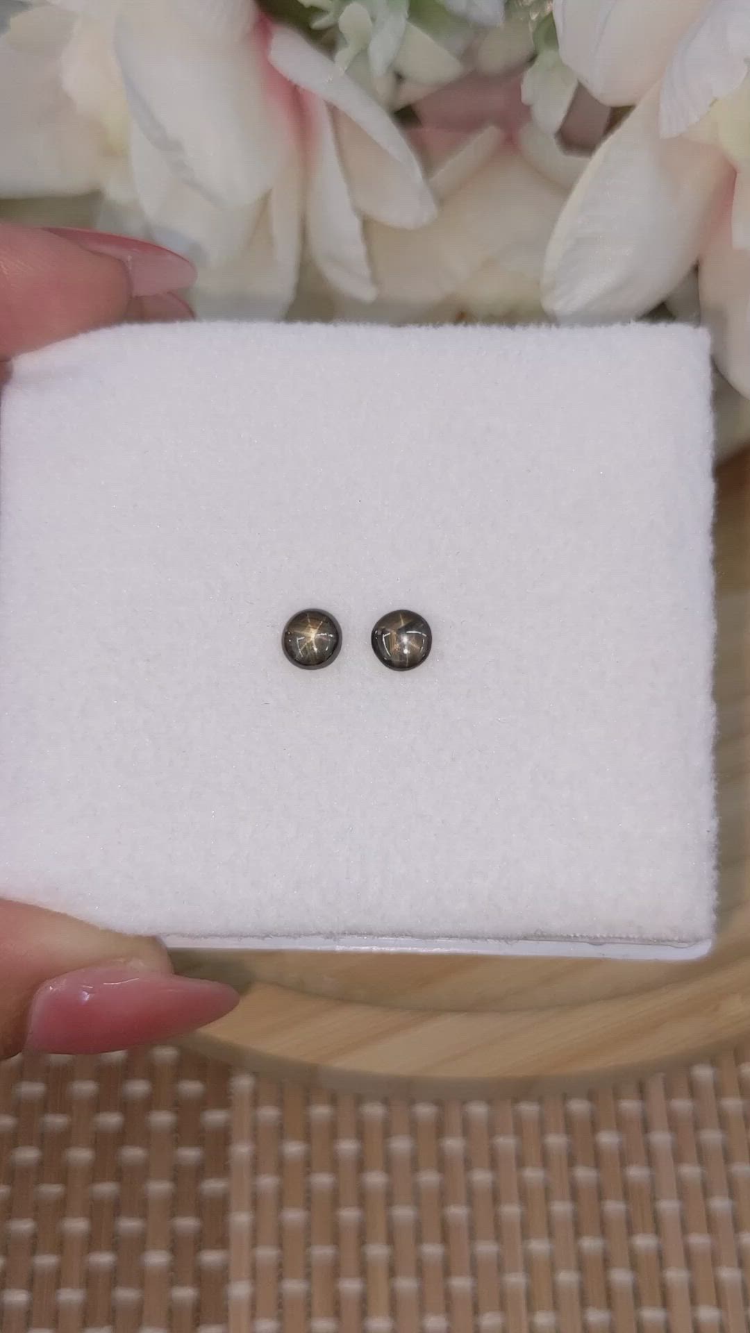 1.28 Ct.Tw.Total Carat Weight Greenish Brown Star Sapphire Pair from Ceylon (Sri Lanka) Size Video