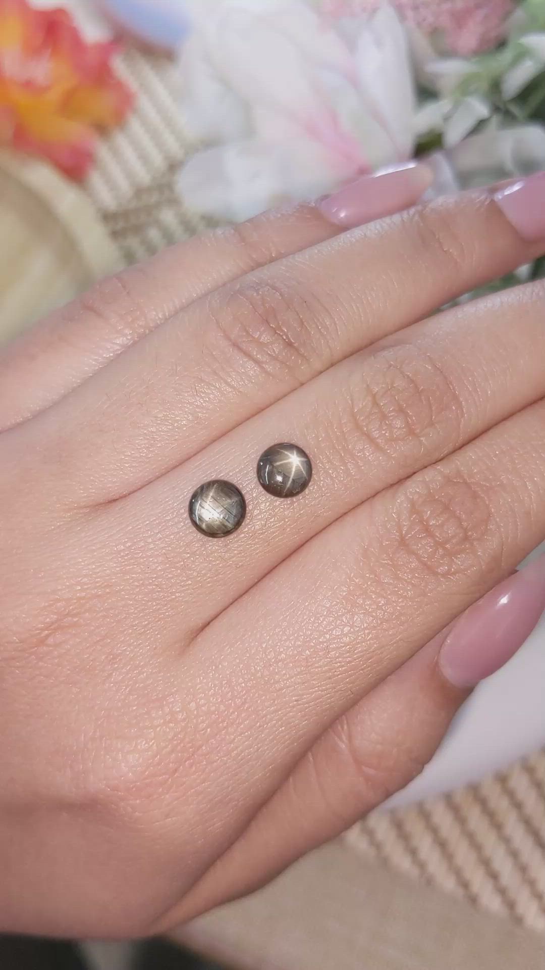 1.74 Ct.Tw.Total Carat Weight Brown Star Sapphire Pair from Ceylon (Sri Lanka) Size Video
