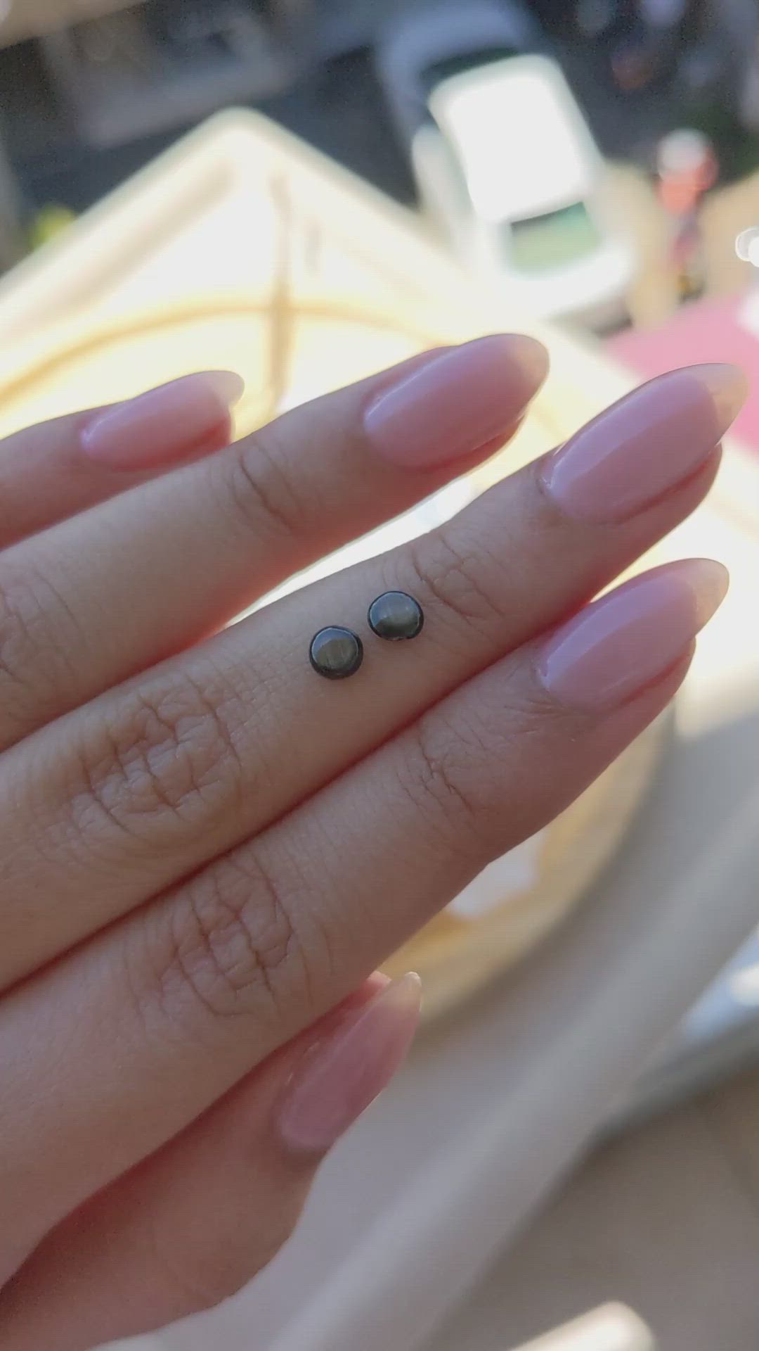 0.84 Ct.Tw.Total Carat Weight Black Star Sapphire Pair from Ceylon (Sri Lanka) Size Video