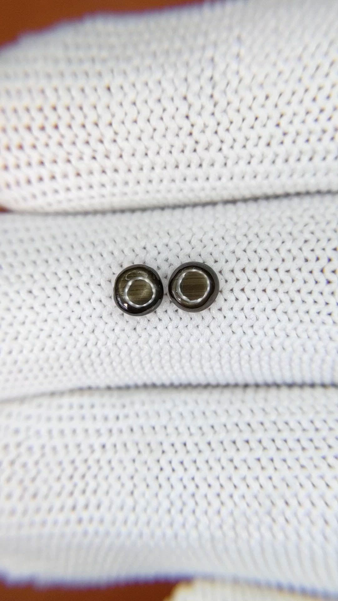 0.84 Ct.Tw.Total Carat Weight Black Star Sapphire Pair from Ceylon (Sri Lanka) Size Video