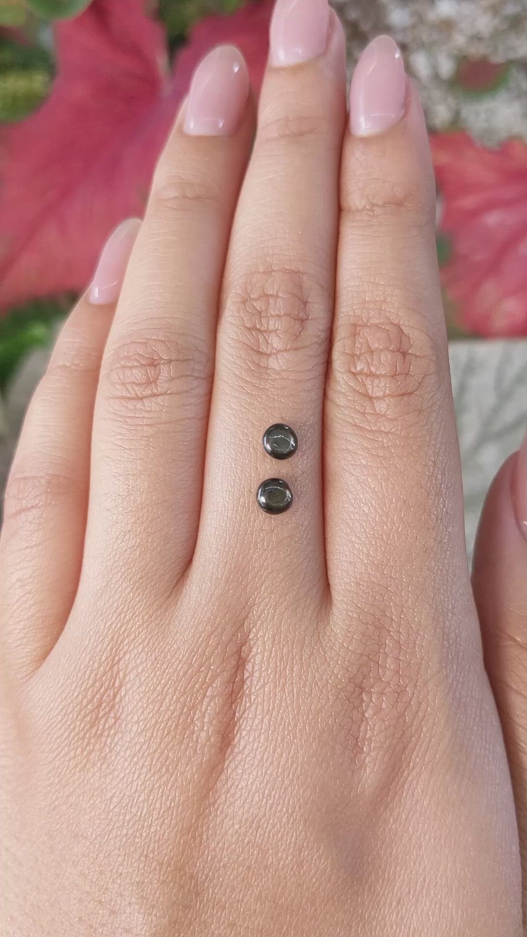 1.06&nbsp;Ct.Tw.Total Carat Weight Black Star Sapphire Pair from Ceylon (Sri Lanka) Size Video