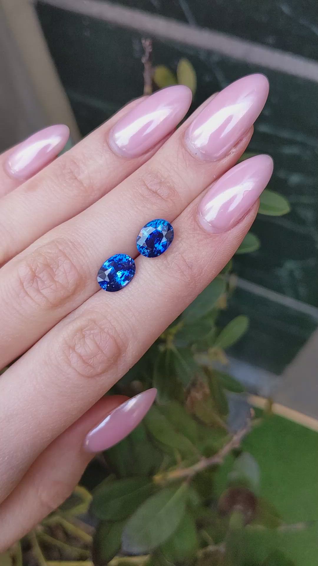6.03&nbsp;Ct.Tw.Total Carat Weight Blue Sapphire Pair from Ceylon (Sri Lanka) Size Video