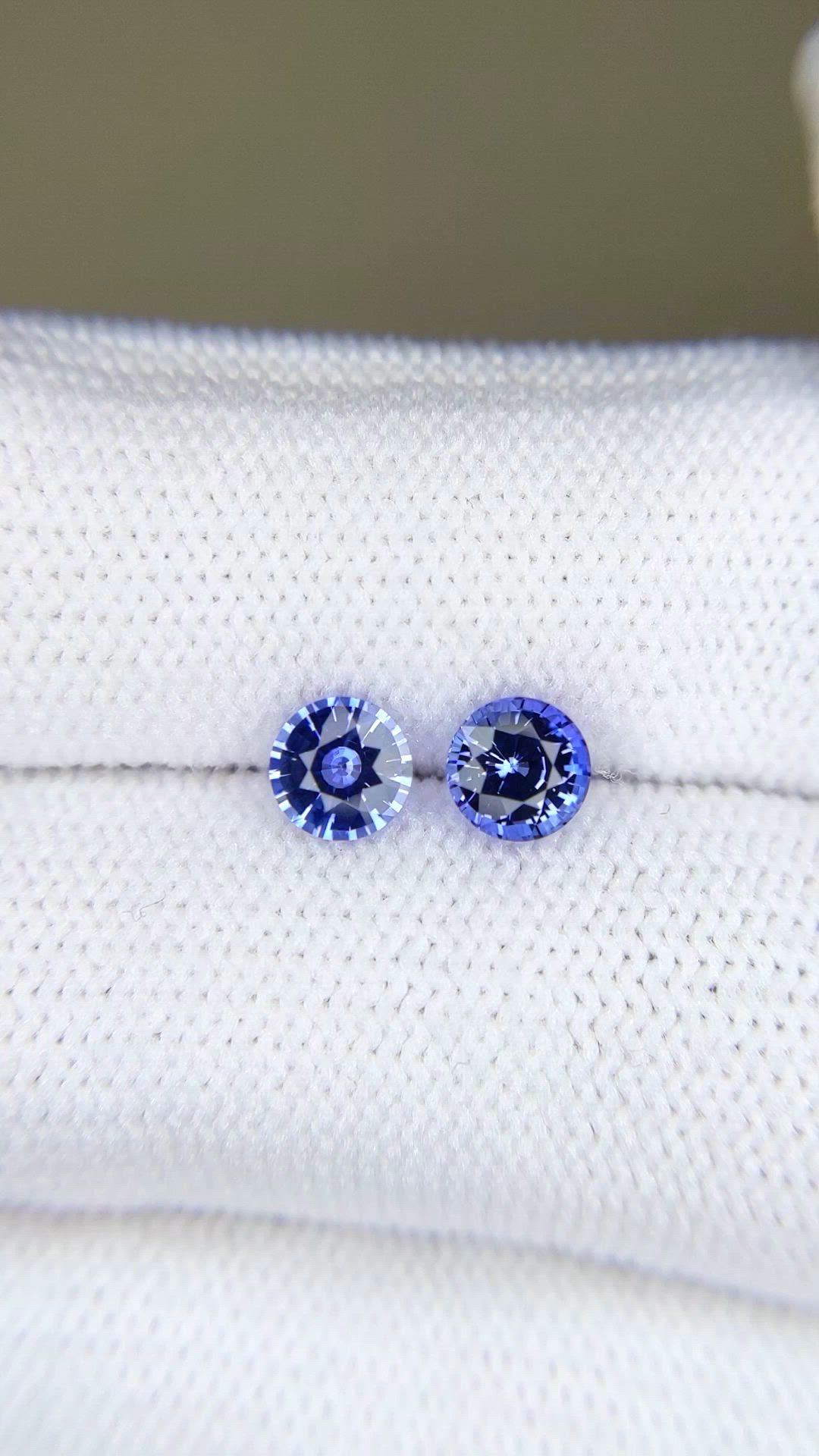 1.25 Ct.Tw.Total Carat Weight Blue Sapphire Pair from Ceylon (Sri Lanka) Size Video