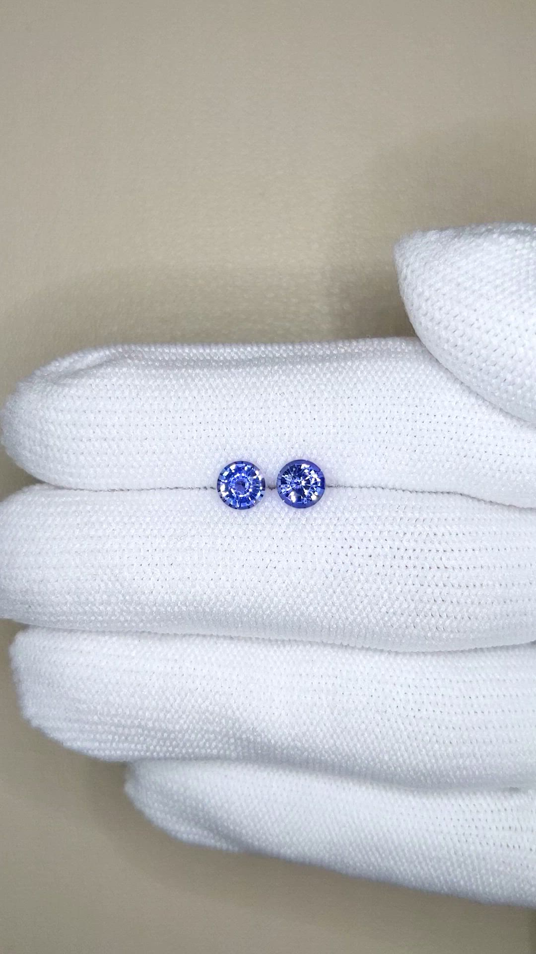1.25 Ct.Tw.Total Carat Weight Blue Sapphire Pair from Ceylon (Sri Lanka) Size Video