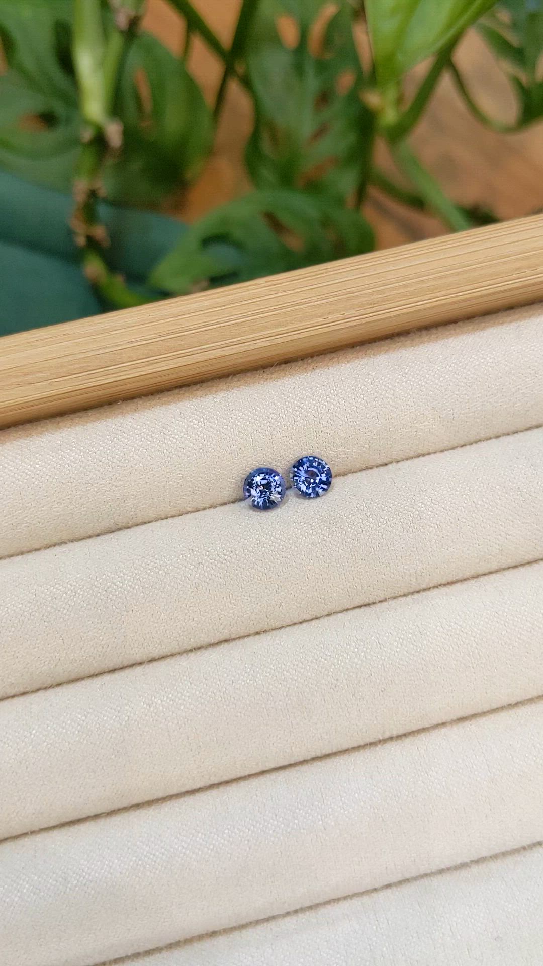 1.25 Ct.Tw.Total Carat Weight Blue Sapphire Pair from Ceylon (Sri Lanka) Size Video