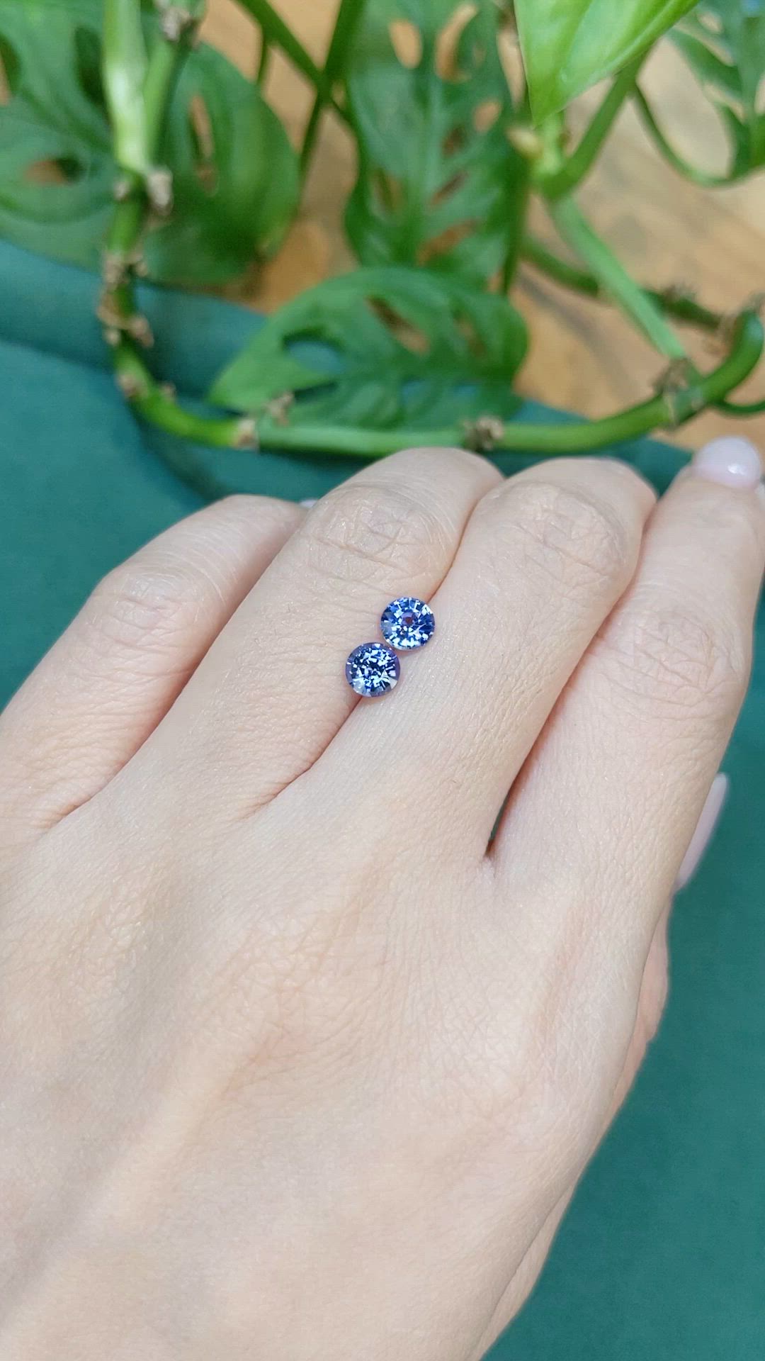 1.25 Ct.Tw.Total Carat Weight Blue Sapphire Pair from Ceylon (Sri Lanka) Size Video