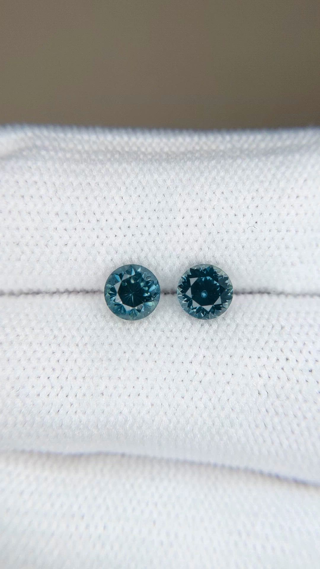 1.40 Ct.Tw.Total Carat Weight Bluish Green Sapphire Pair from Montana Size Video