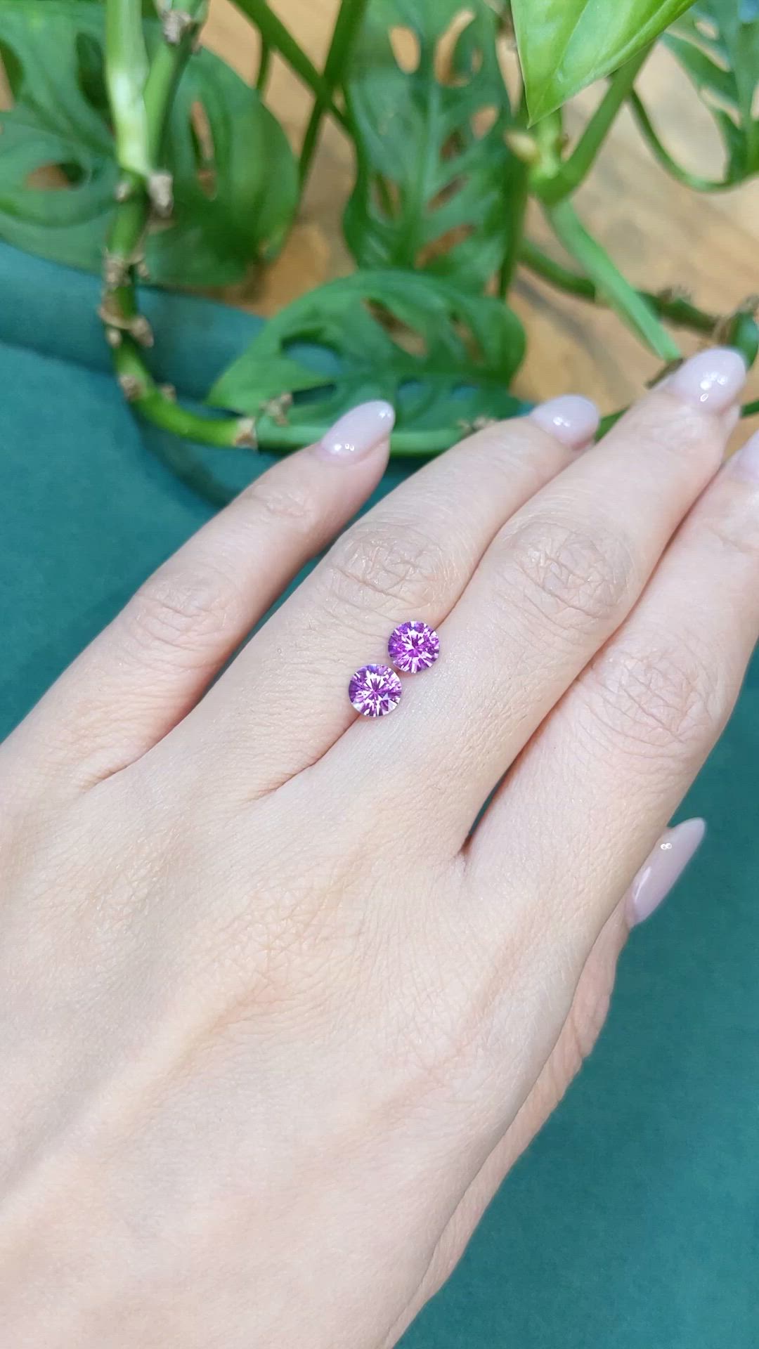 1.38 Ct.Tw.Total Carat Weight Pinkish Purple Sapphire Pair from Ceylon (Sri Lanka) Size Video
