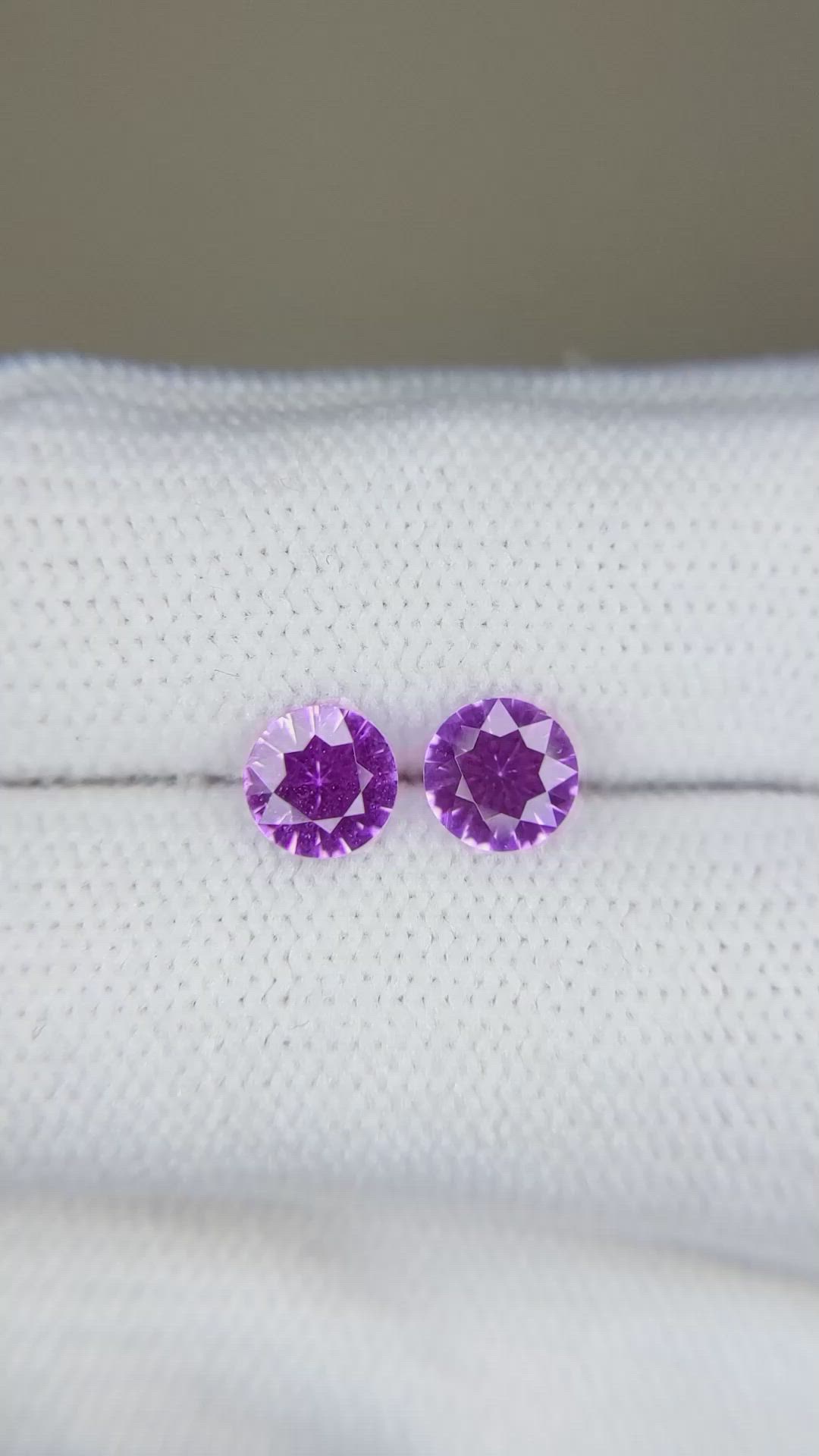 1.38 Ct.Tw.Total Carat Weight Pinkish Purple Sapphire Pair from Ceylon (Sri Lanka) Size Video