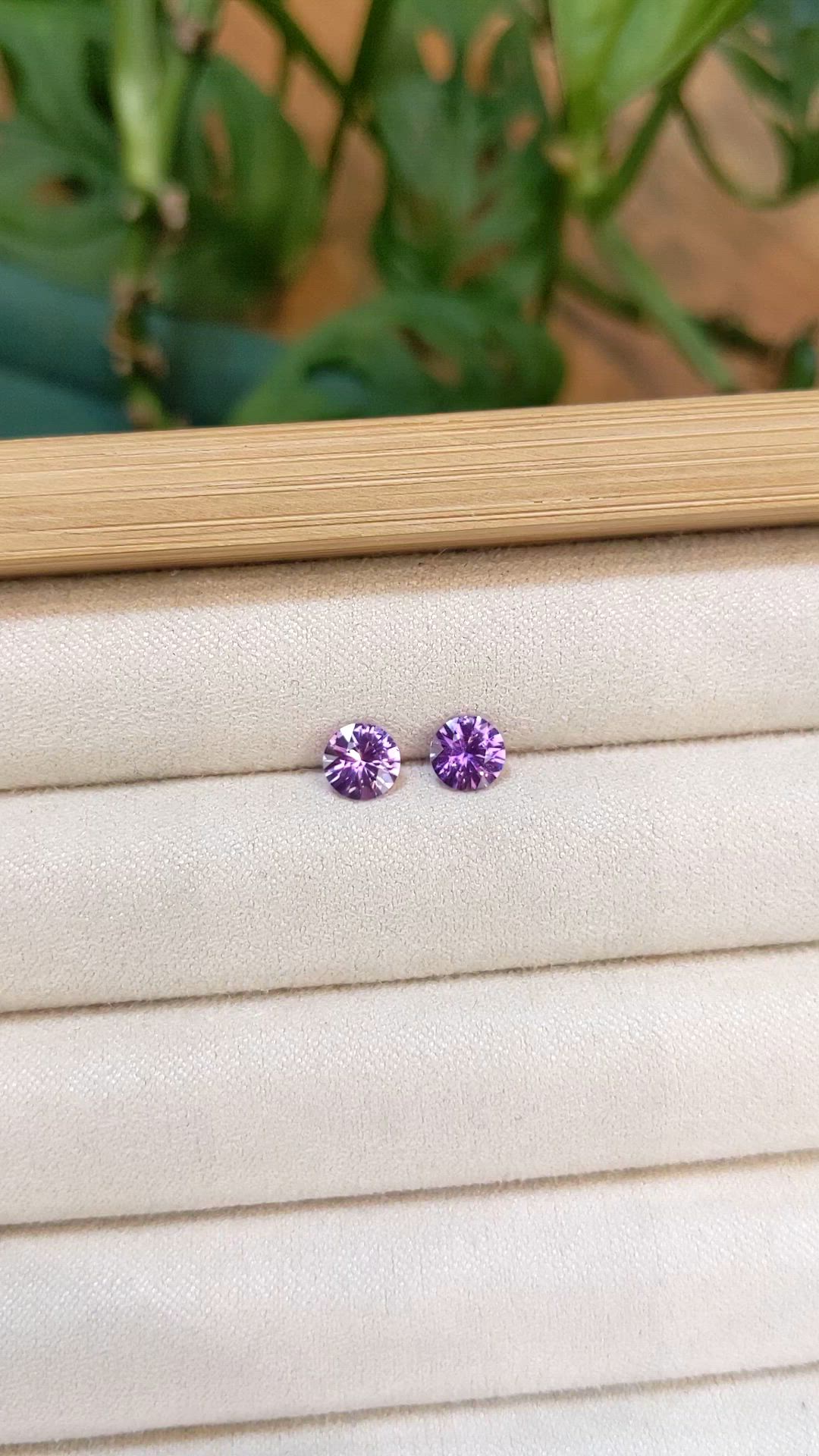 1.38 Ct.Tw.Total Carat Weight Pinkish Purple Sapphire Pair from Ceylon (Sri Lanka) Size Video