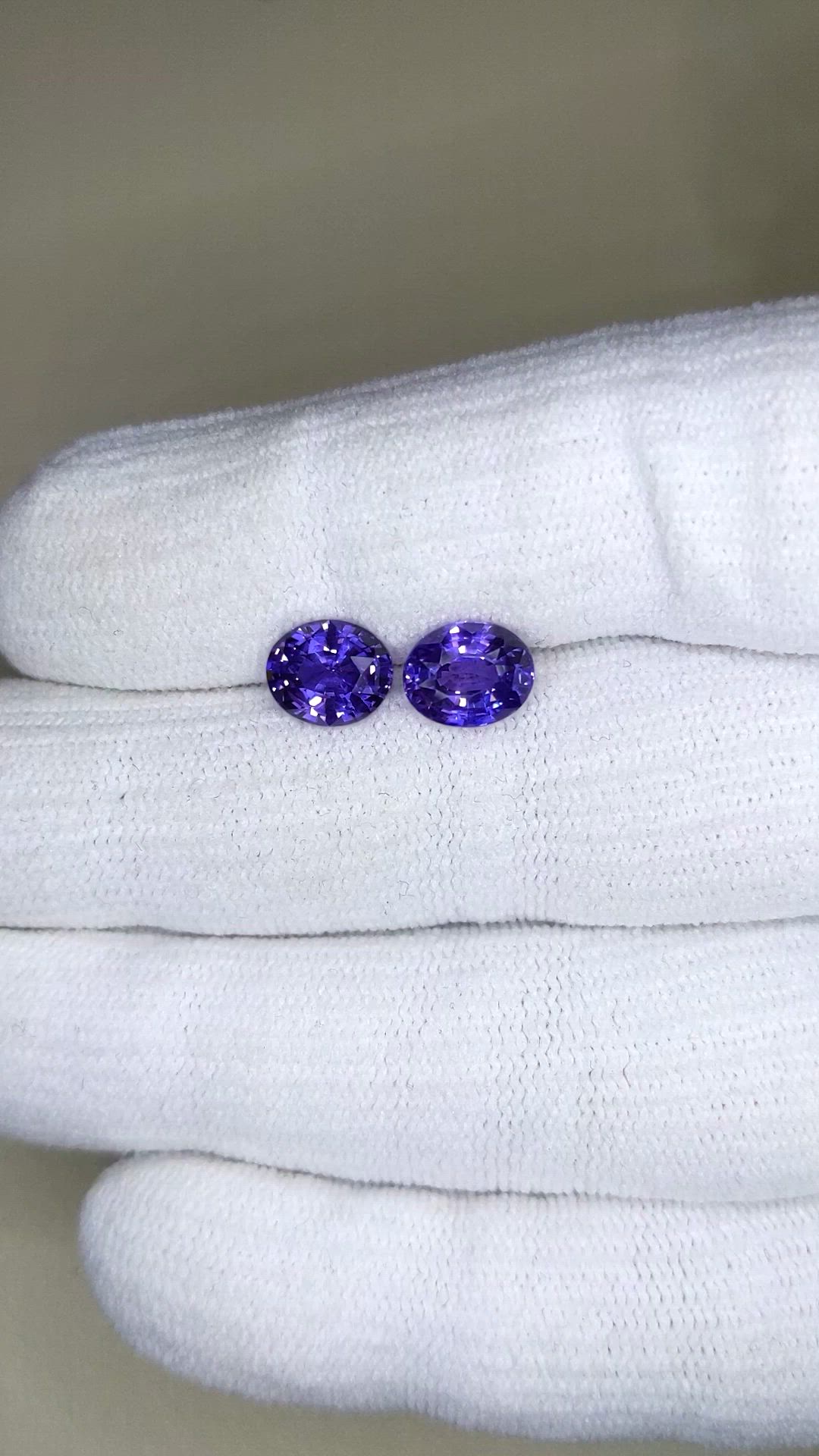 3.83 Ct.Tw.Total Carat Weight Bluish Purple Sapphire Pair from Madagascar Size Video