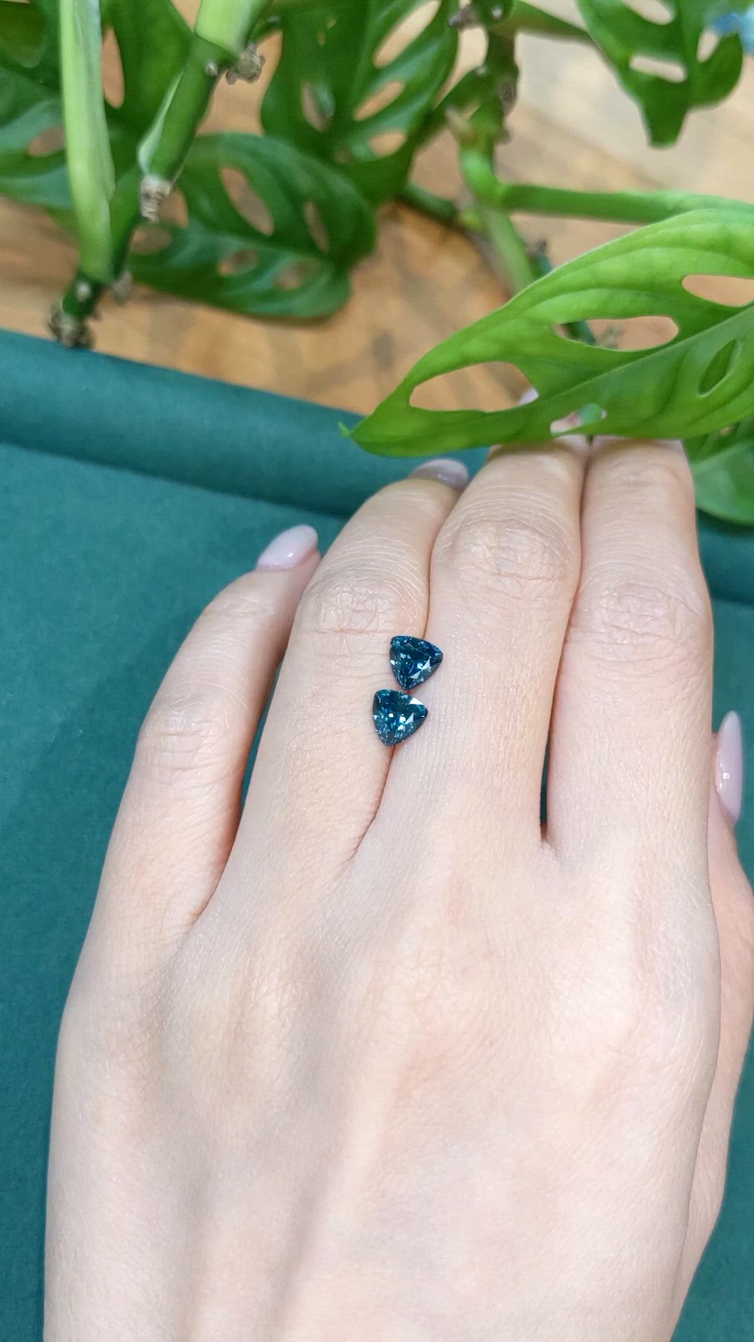 1.92 Ct.Tw.Total Carat Weight Greenish Blue Sapphire Pair from Montana Size Video