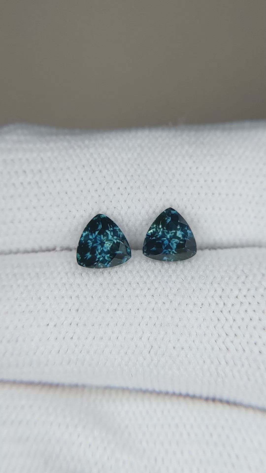 1.92 Ct.Tw.Total Carat Weight Greenish Blue Sapphire Pair from Montana Size Video