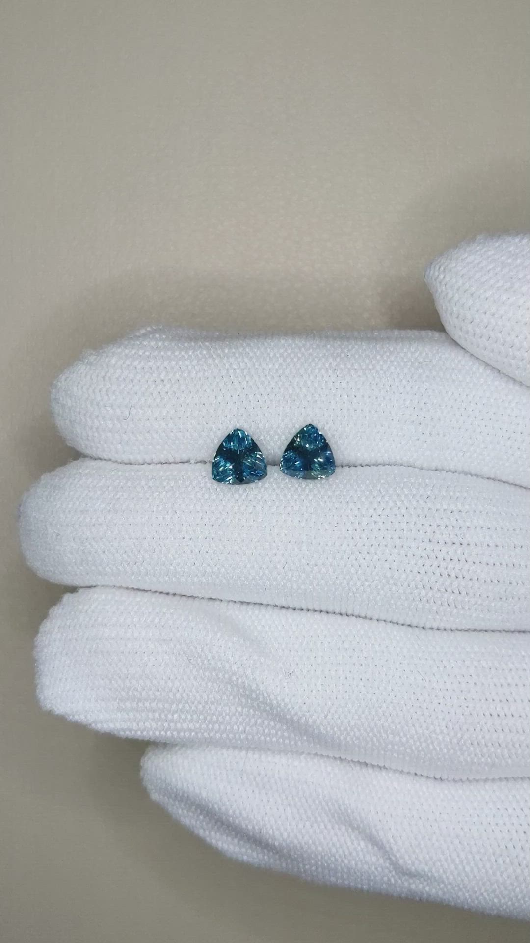 1.92 Ct.Tw.Total Carat Weight Greenish Blue Sapphire Pair from Montana Size Video