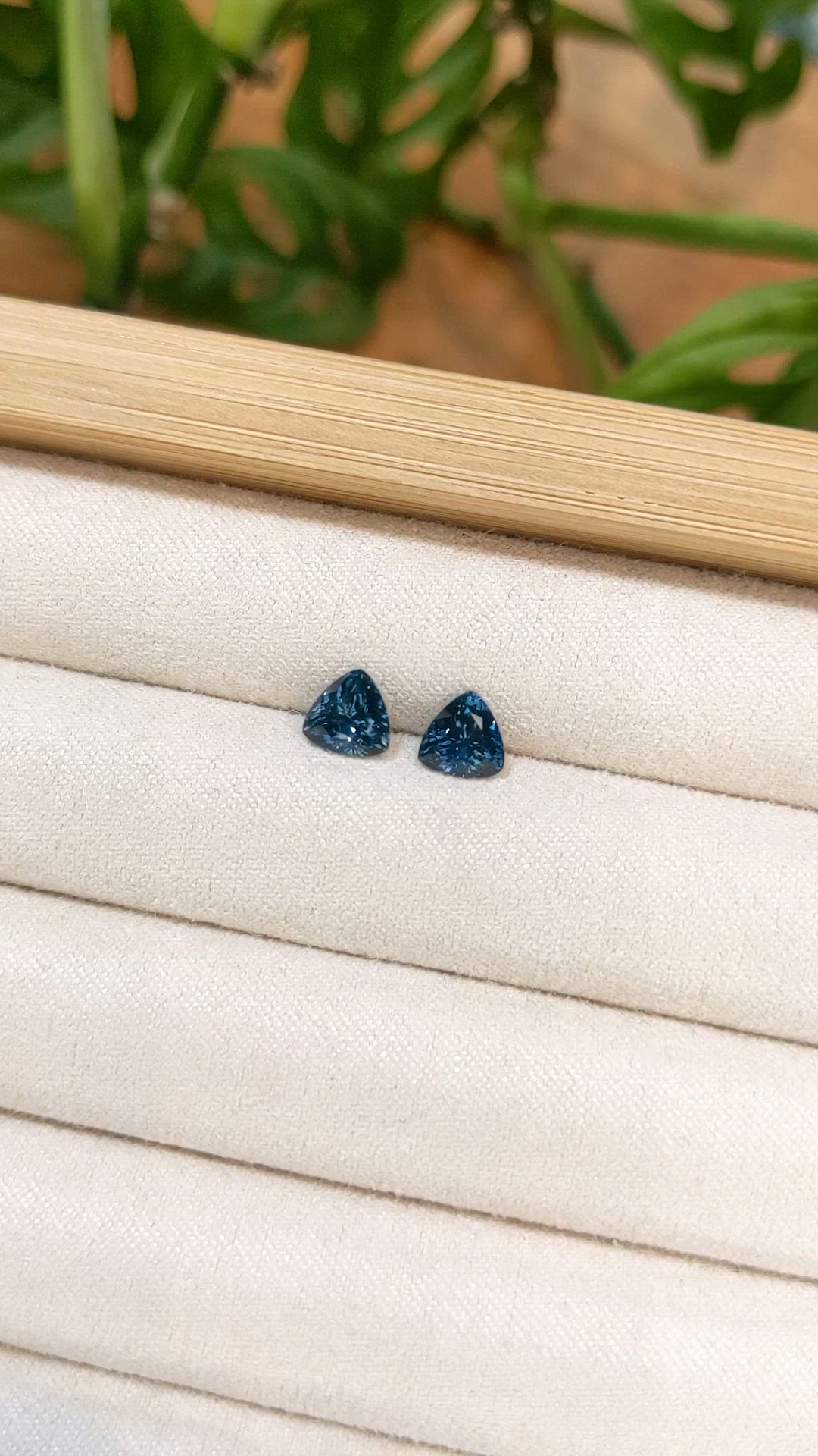 1.92 Ct.Tw.Total Carat Weight Greenish Blue Sapphire Pair from Montana Size Video