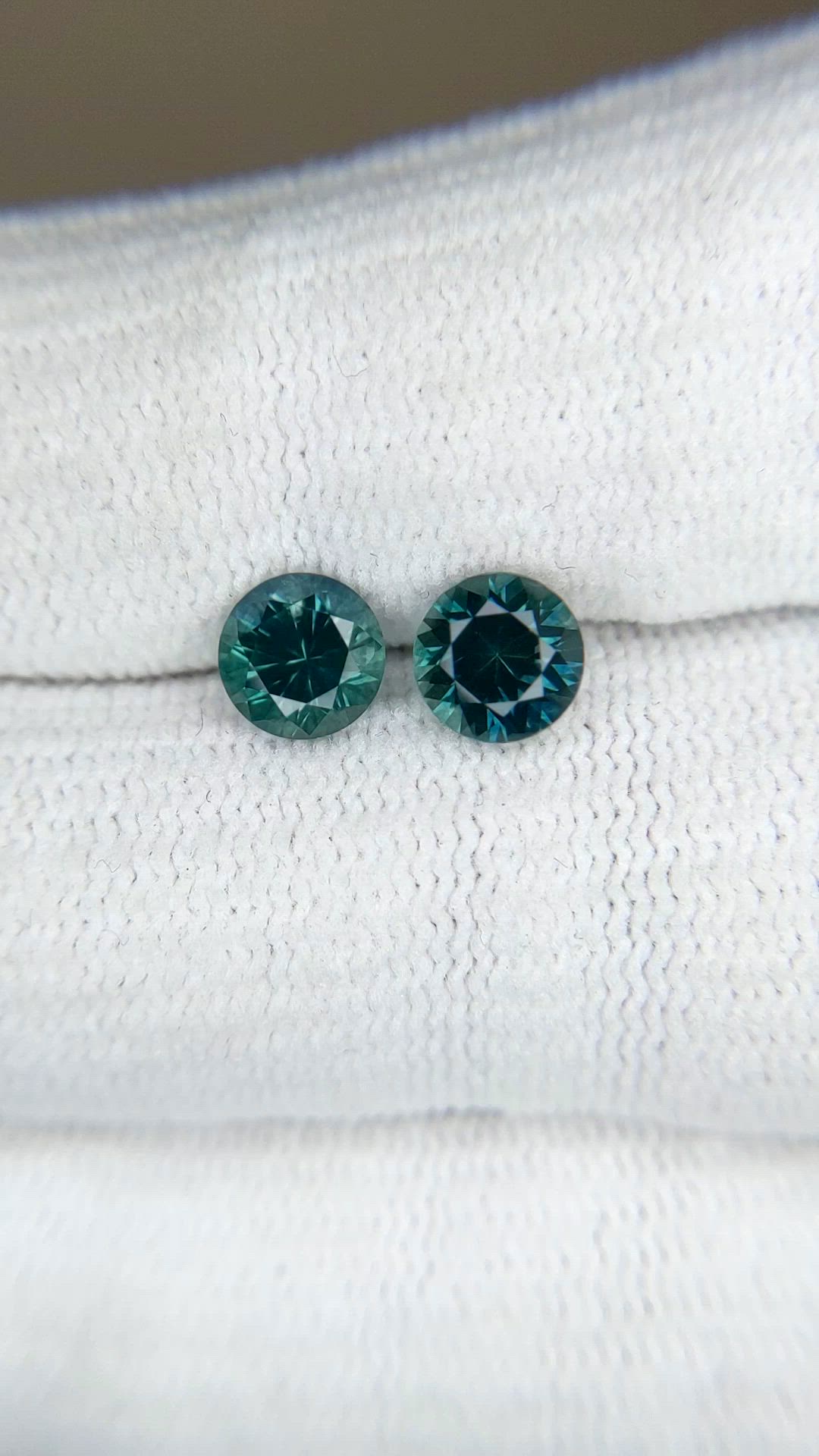 2.16 Ct.Tw.Total Carat Weight Bluish Green Sapphire Pair from Montana Size Video