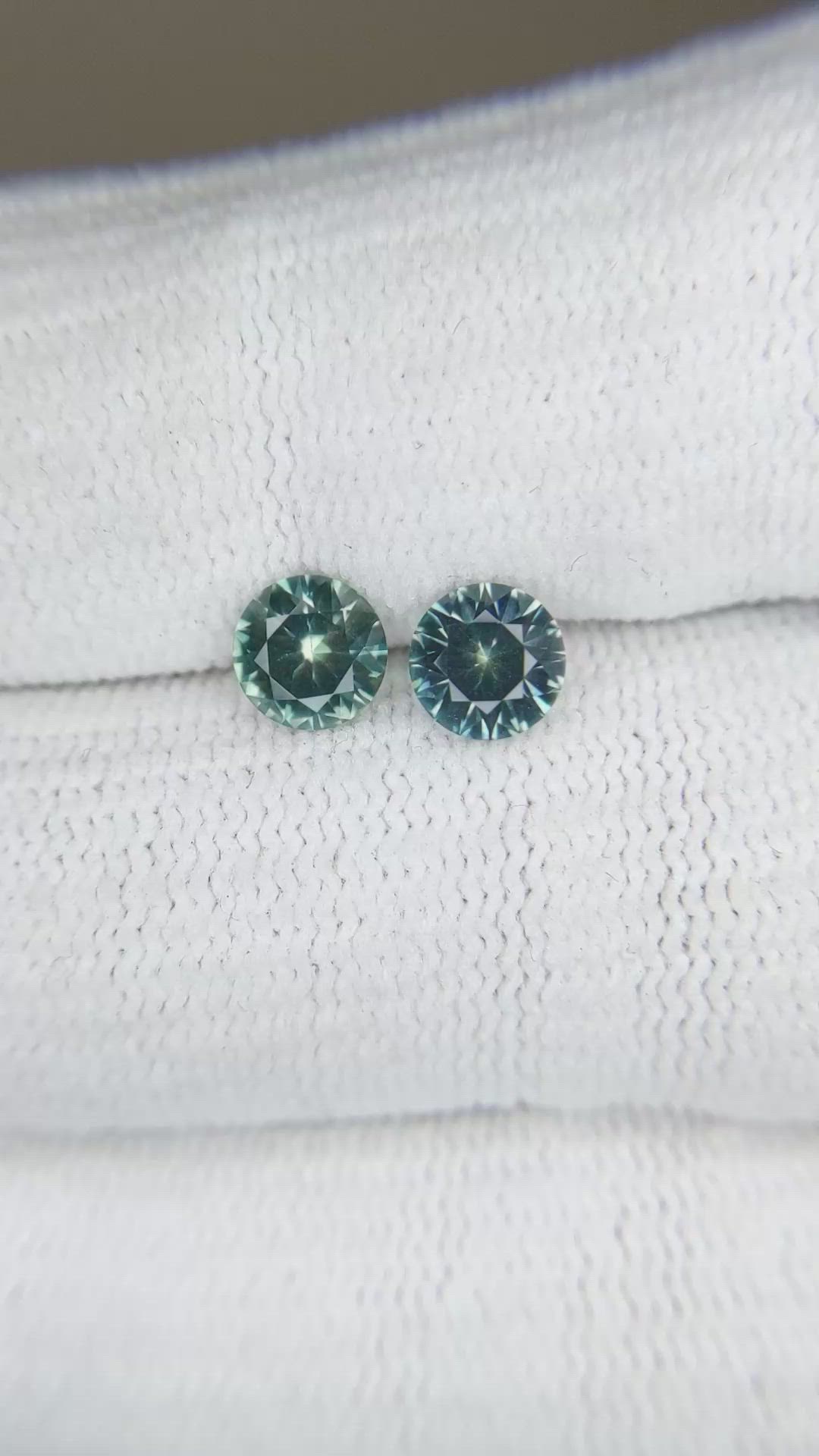 1.43&nbsp;Ct.Tw.Total Carat Weight Bluish Green Sapphire Pair from Montana Size Video