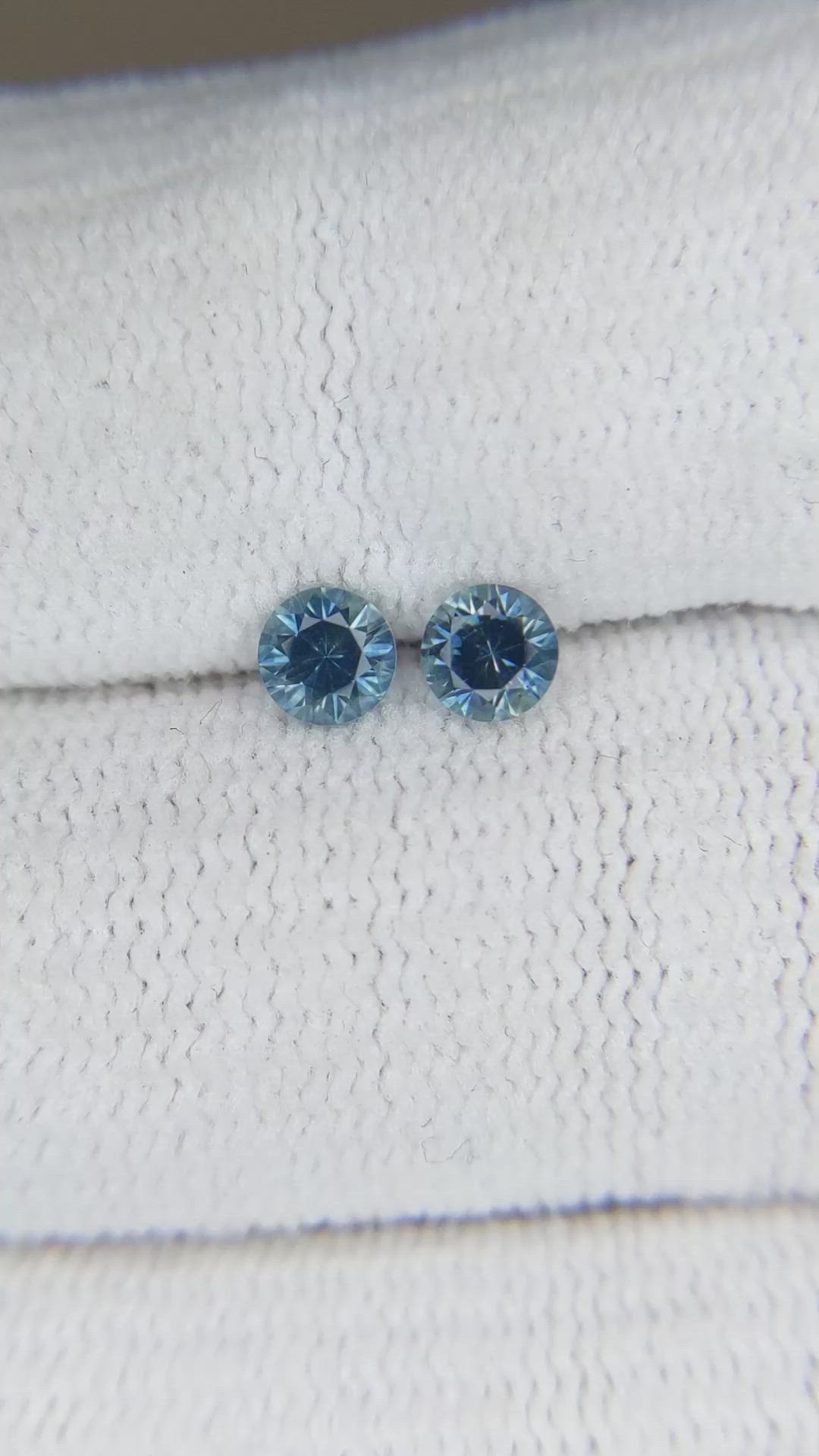 0.63 Ct.Tw.Total Carat Weight Greenish Blue Sapphire Pair from Montana Size Video
