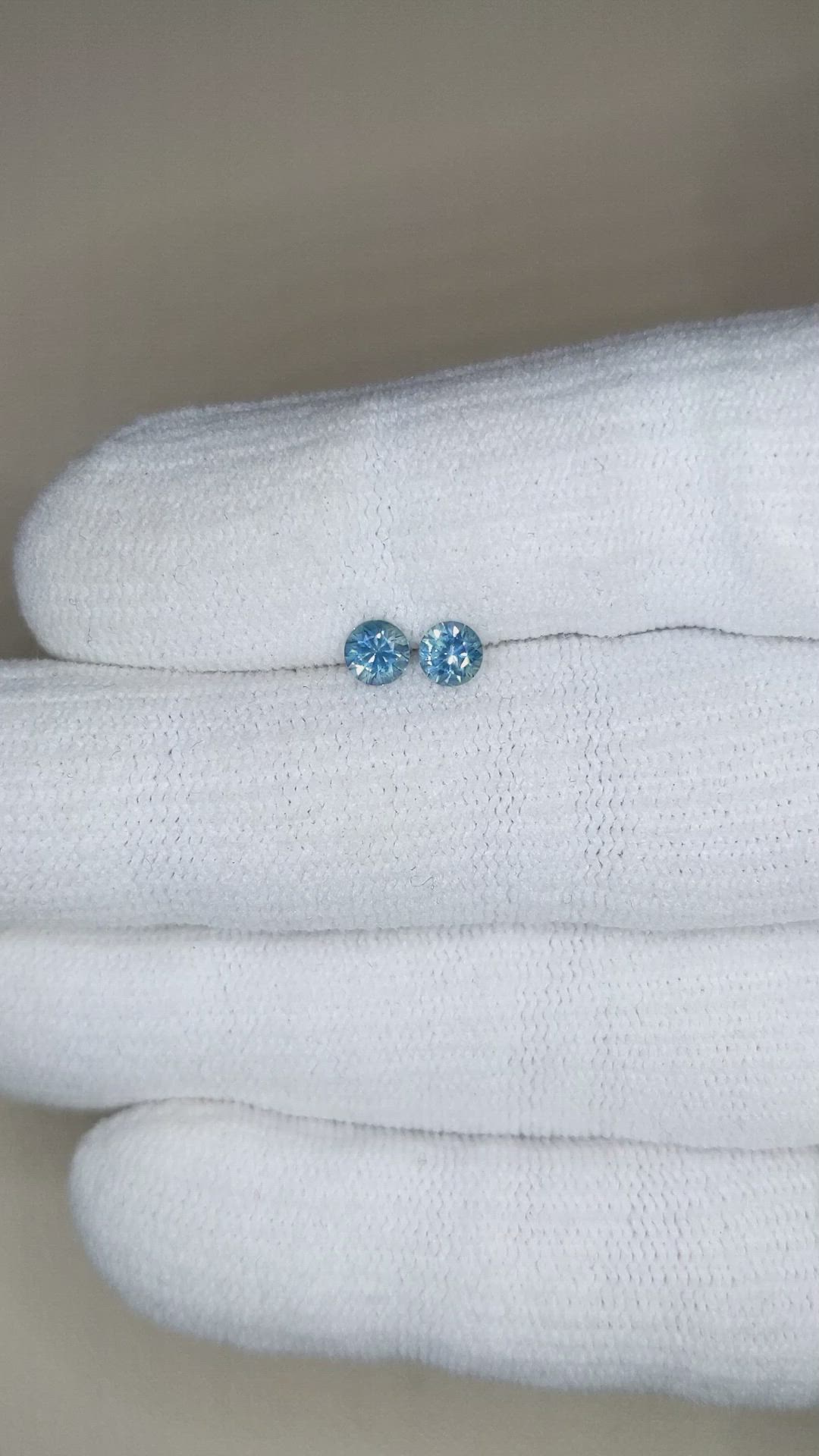 0.63 Ct.Tw.Total Carat Weight Greenish Blue Sapphire Pair from Montana Size Video