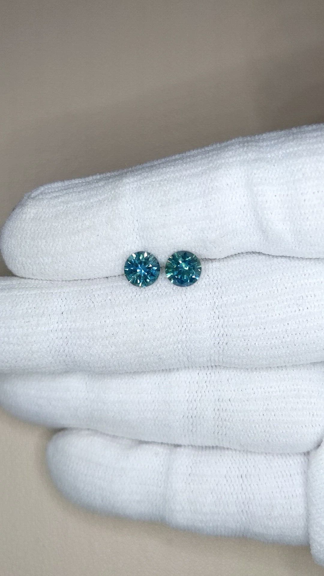1.91 Ct.Tw.Total Carat Weight Bluish Green Sapphire Pair from Montana Size Video