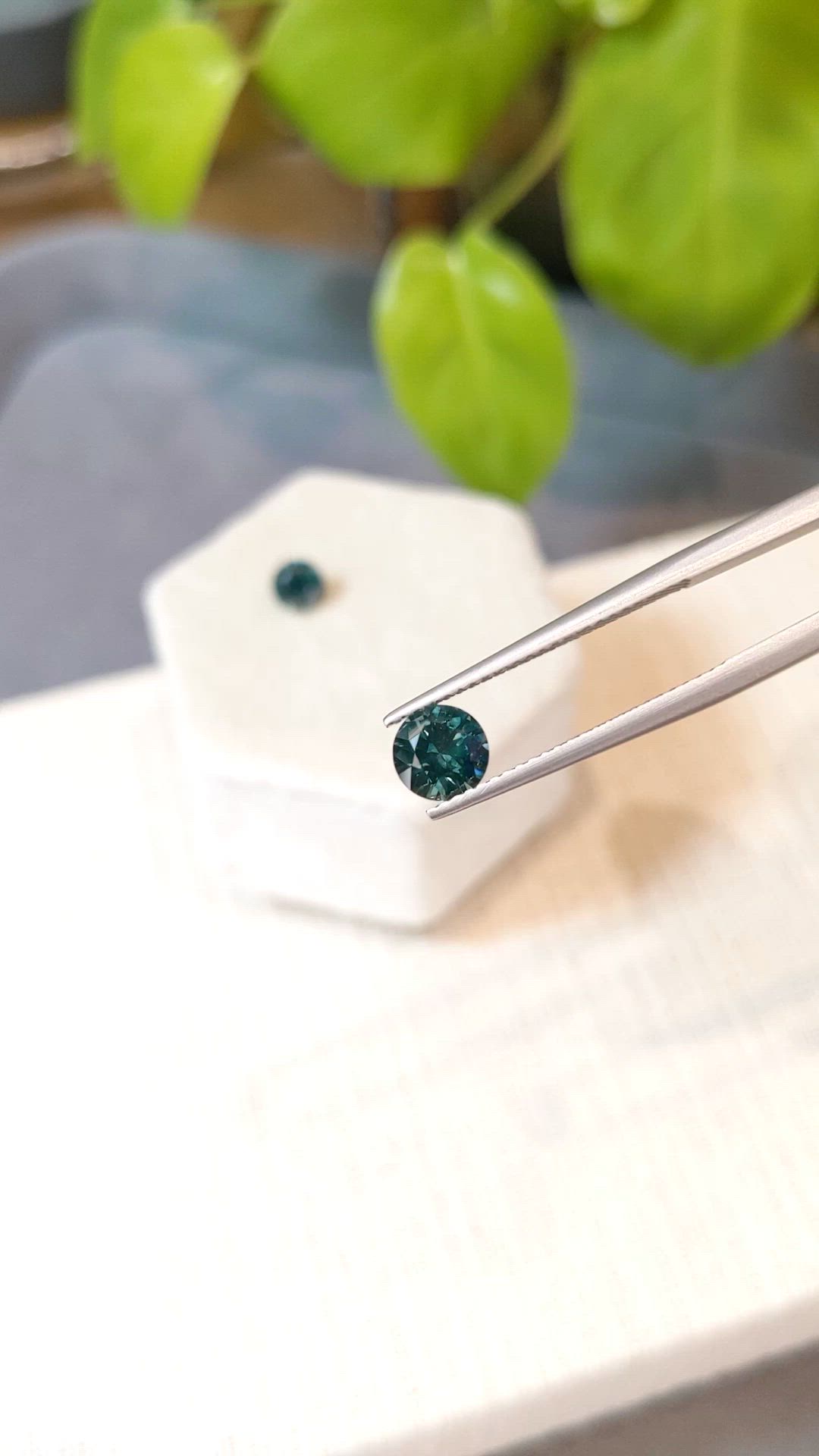 1.91 Ct.Tw.Total Carat Weight Bluish Green Sapphire Pair from Montana Size Video