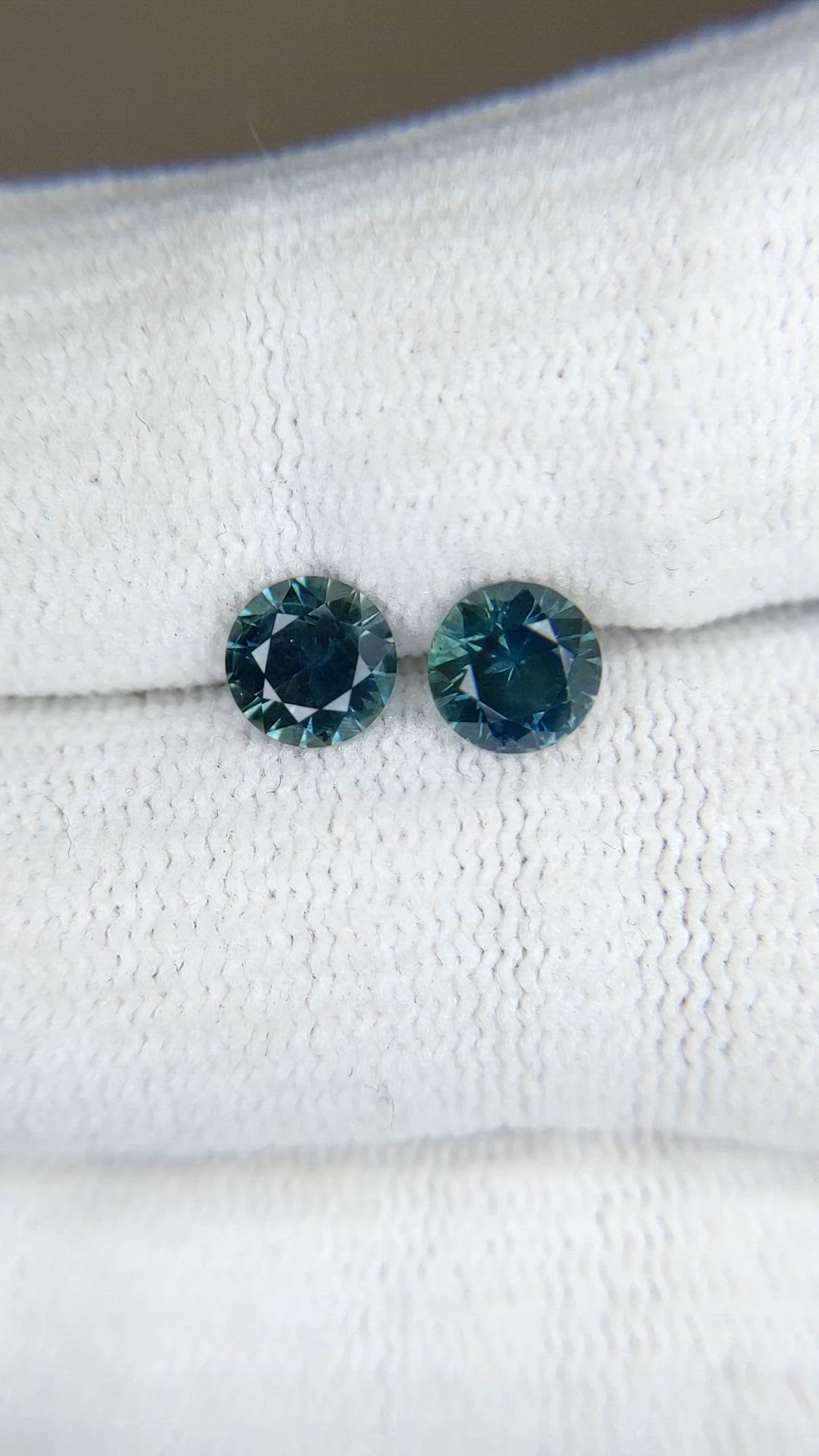 1.91 Ct.Tw.Total Carat Weight Bluish Green Sapphire Pair from Montana Size Video