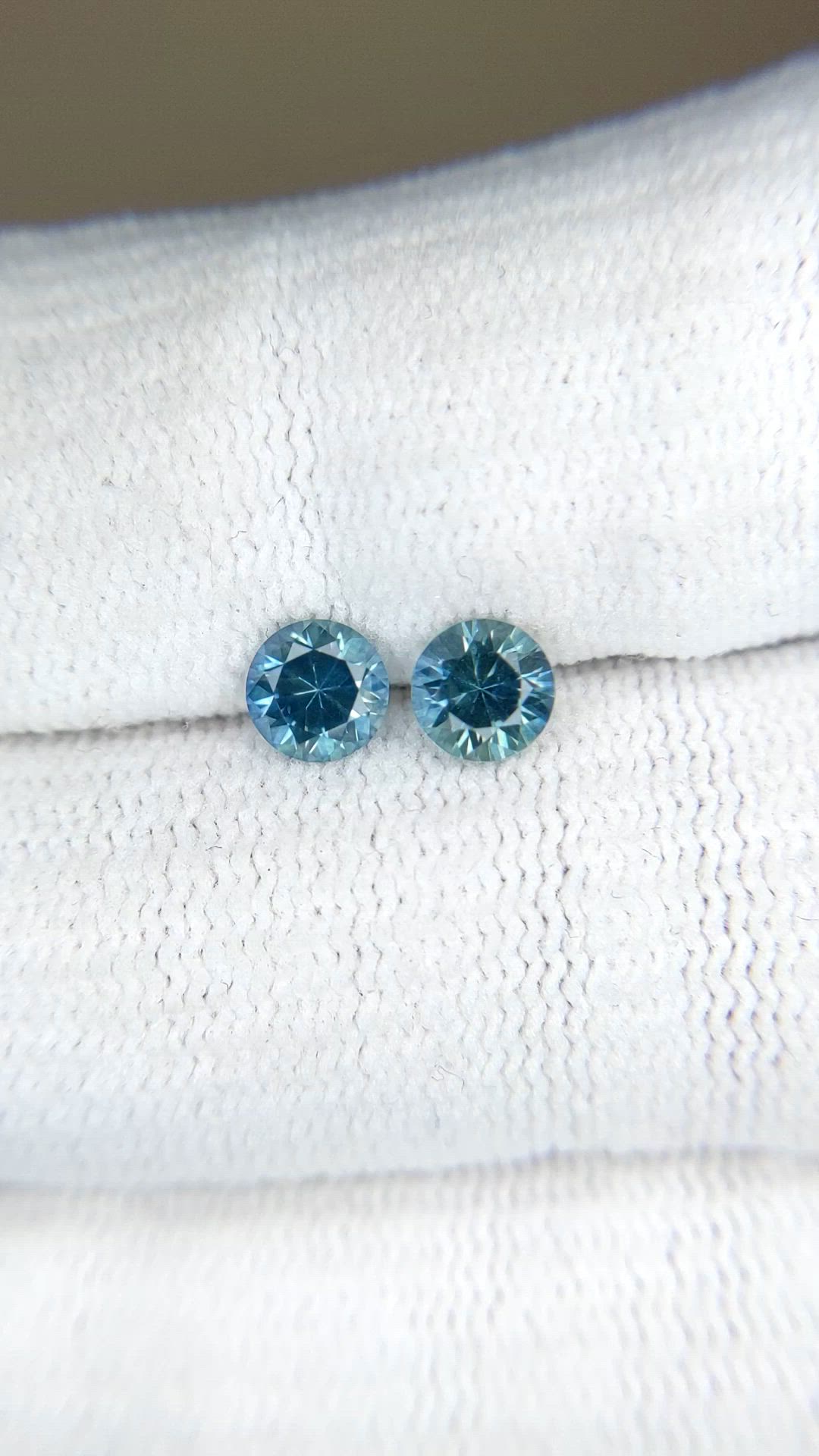 1.24 Ct.Tw.Total Carat Weight Greenish Blue Sapphire Pair from Montana Size Video