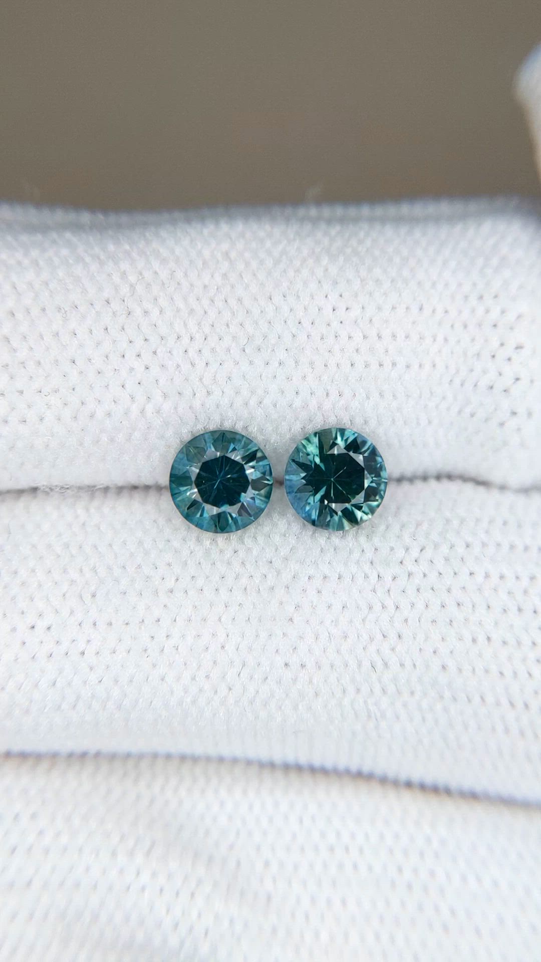 1.52&nbsp;Ct.Tw.Total Carat Weight Greenish Blue Sapphire Pair from Montana Size Video